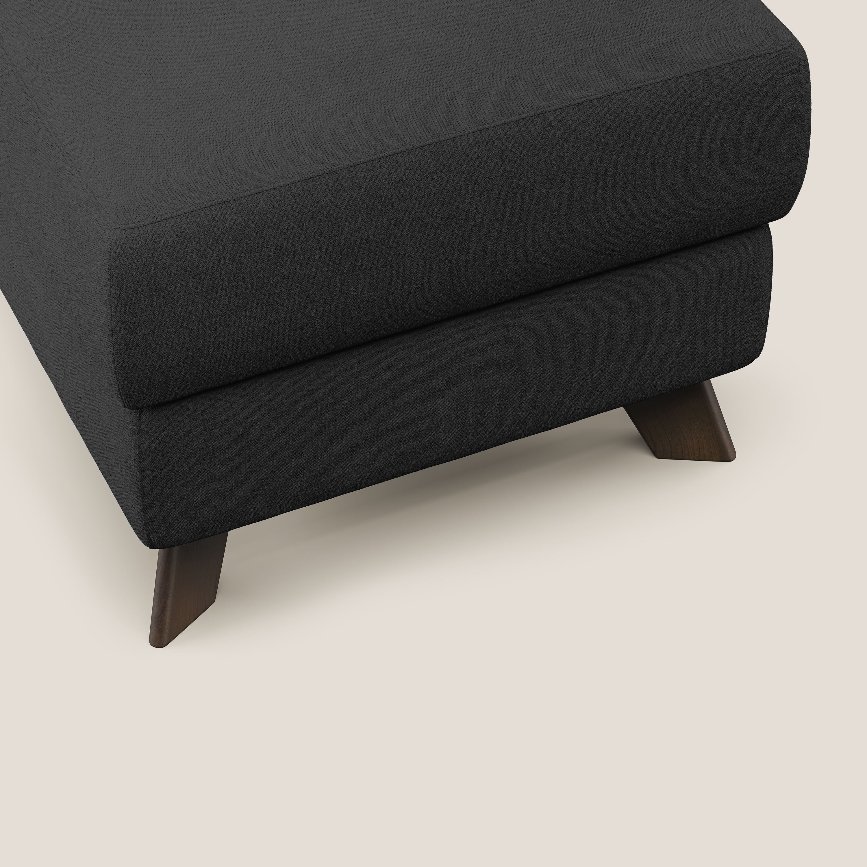 Moon Pouf contenitore e piedini alti in tessuto morbido impermeabile T02 nero - divani.store