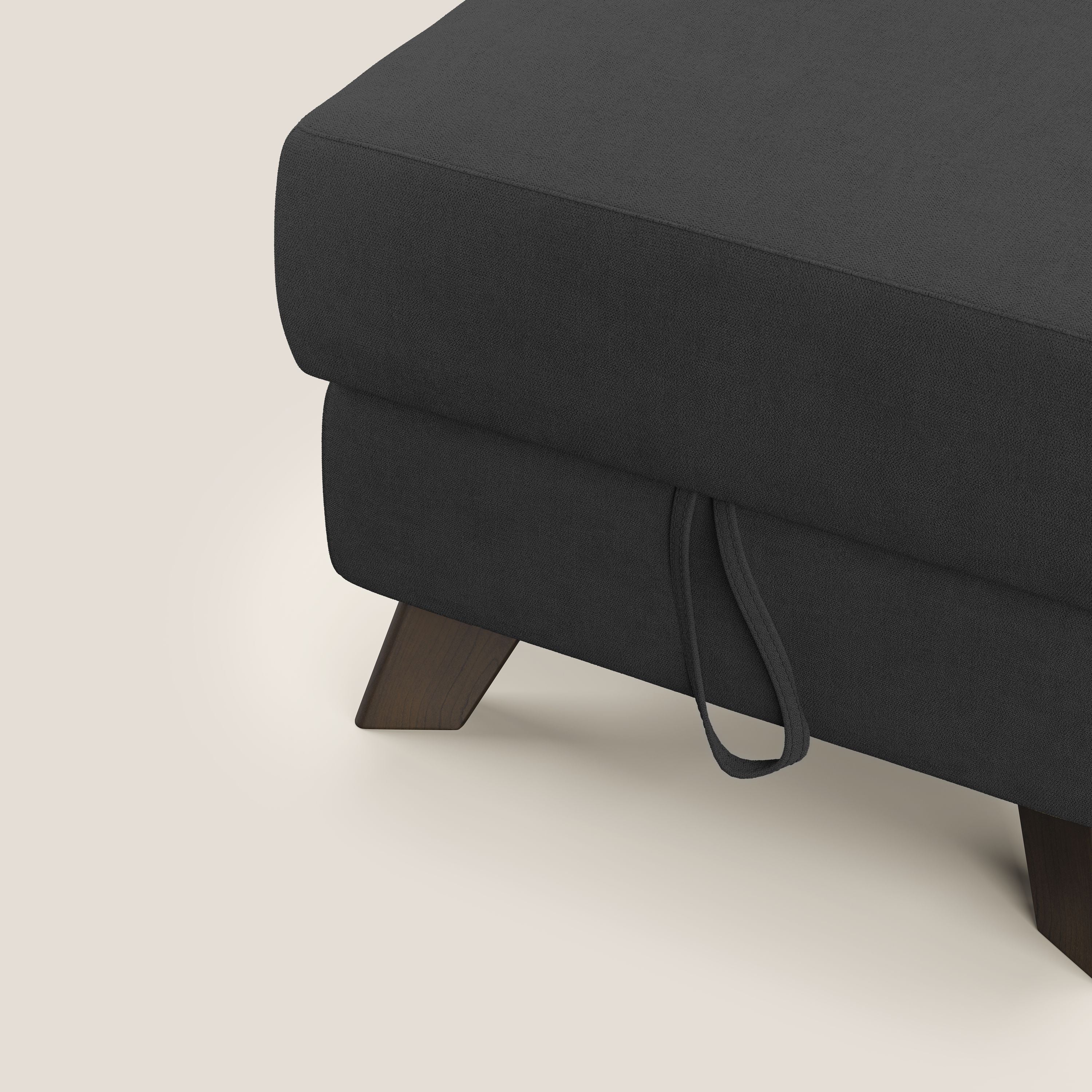 Moon Pouf contenitore e piedini alti in tessuto morbido impermeabile T02 nero - divani.store