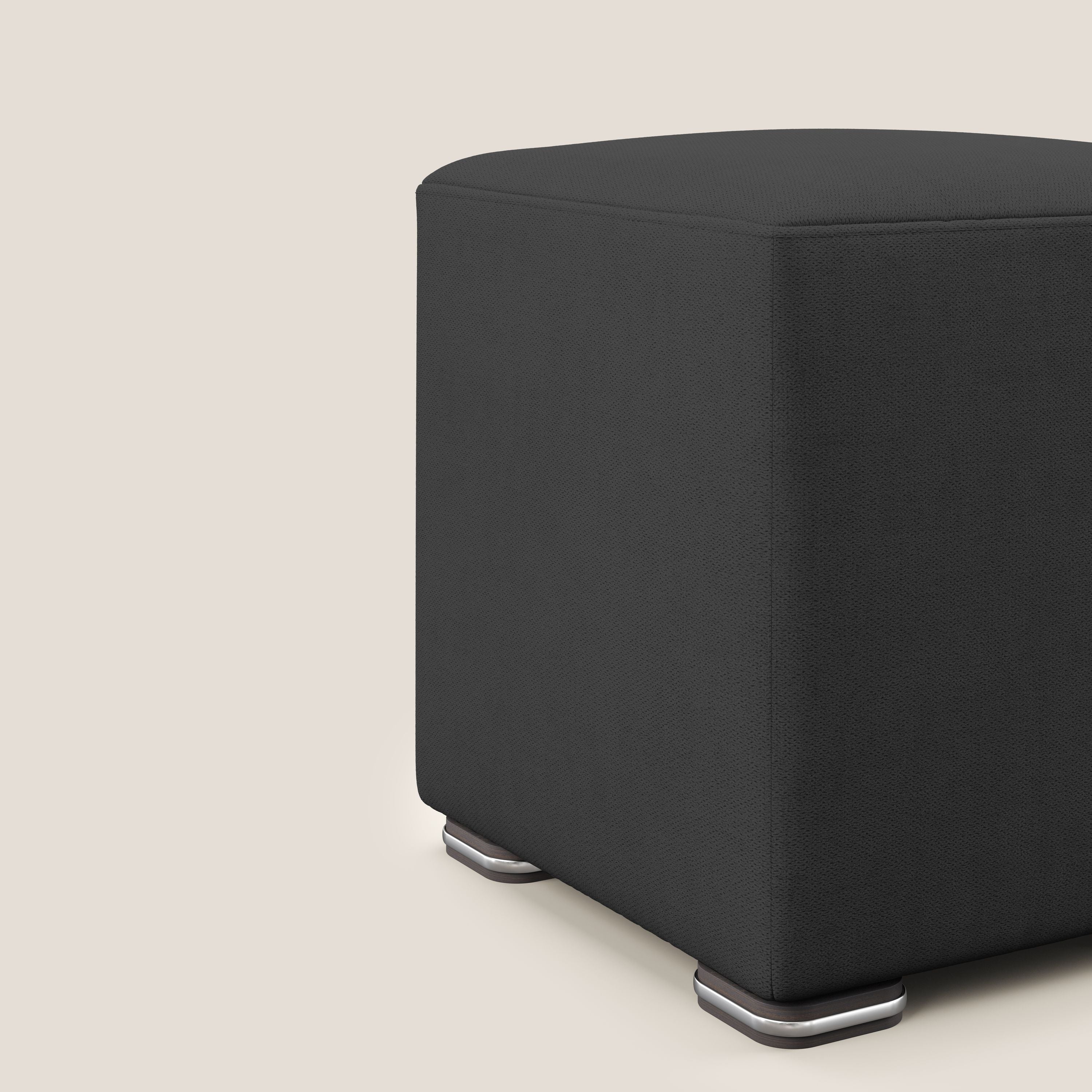 Cube pouf in tessuto morbido impermeabile T02 nero - divani.store