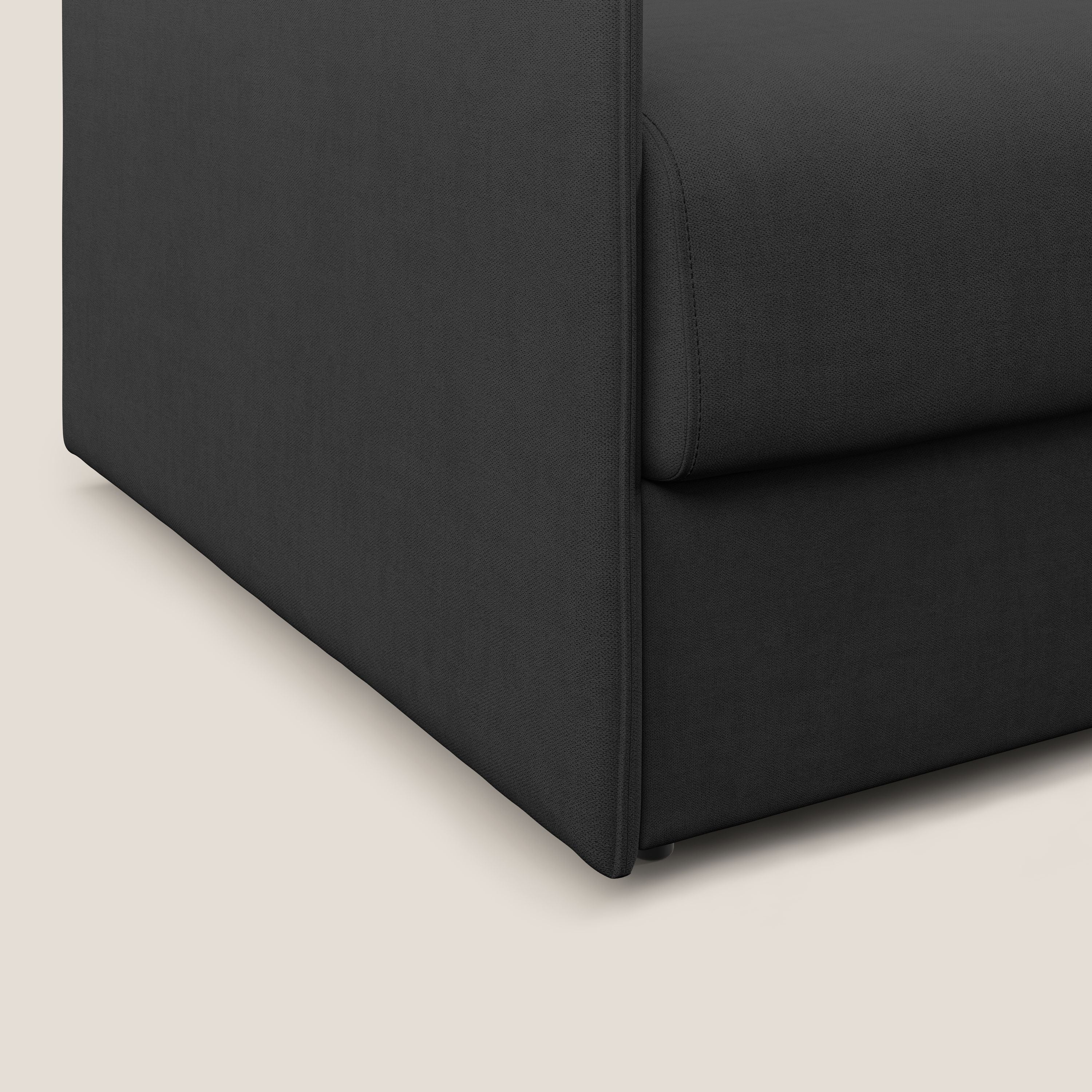 Evans poltrona letto in morbido tessuto impermeabile T02 nero - divani.store