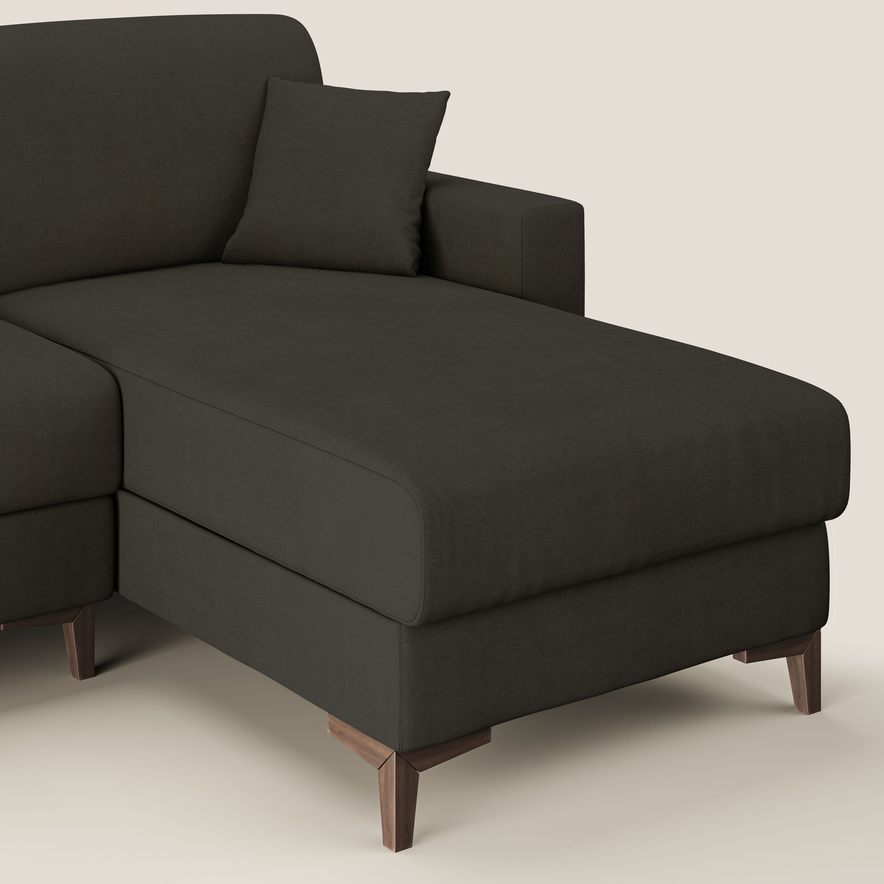 Kafka divano letto angolare in morbido tessuto impermeabile T02 nero - divani.store