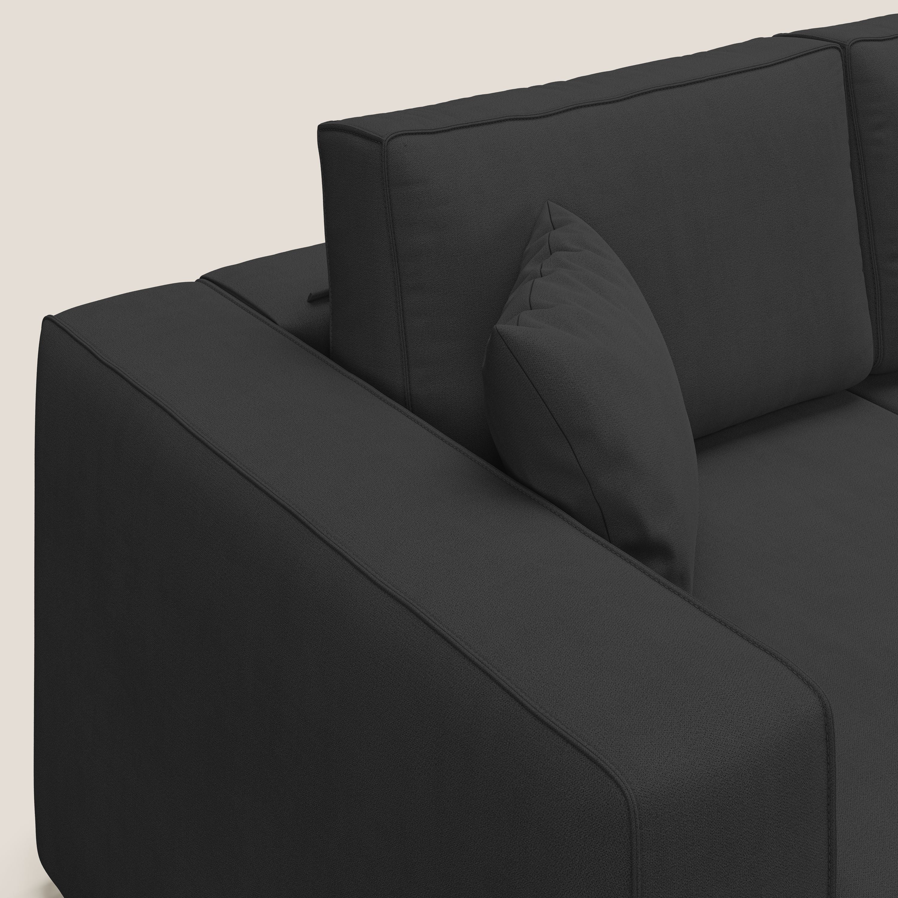 Morfeo divano con 3 sedute estraibili in morbido tessuto impermeabile T02 nero - divani.store