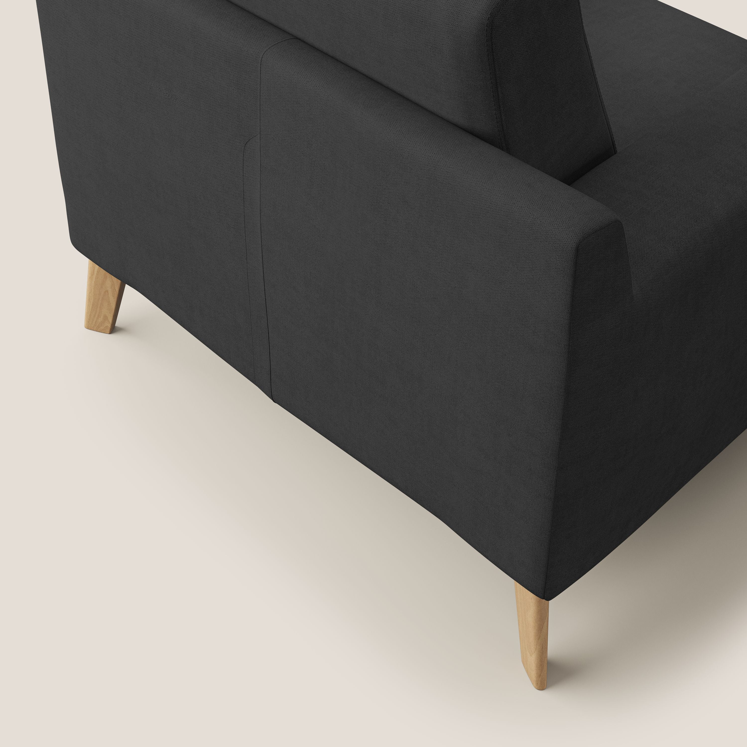 Danish poltroncina in tessuto morbido impermeabile T02 nero - divani.store