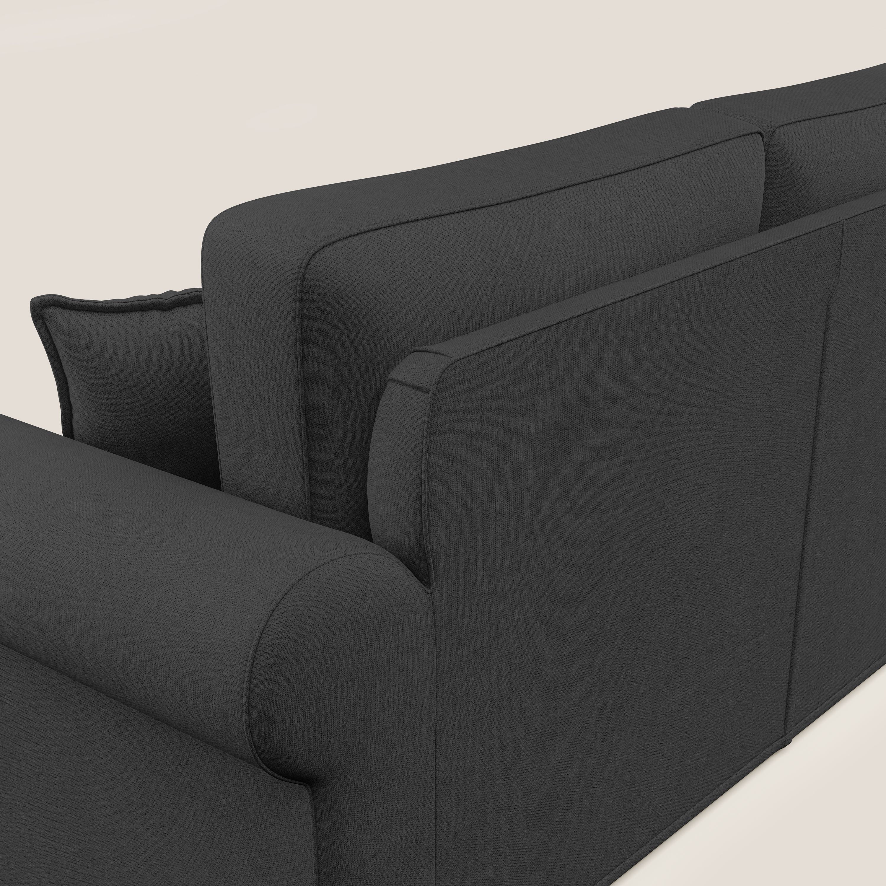 Lady divano classico in piuma d'oca realizzato con tessuto impermeabile T02 nero - divani.store