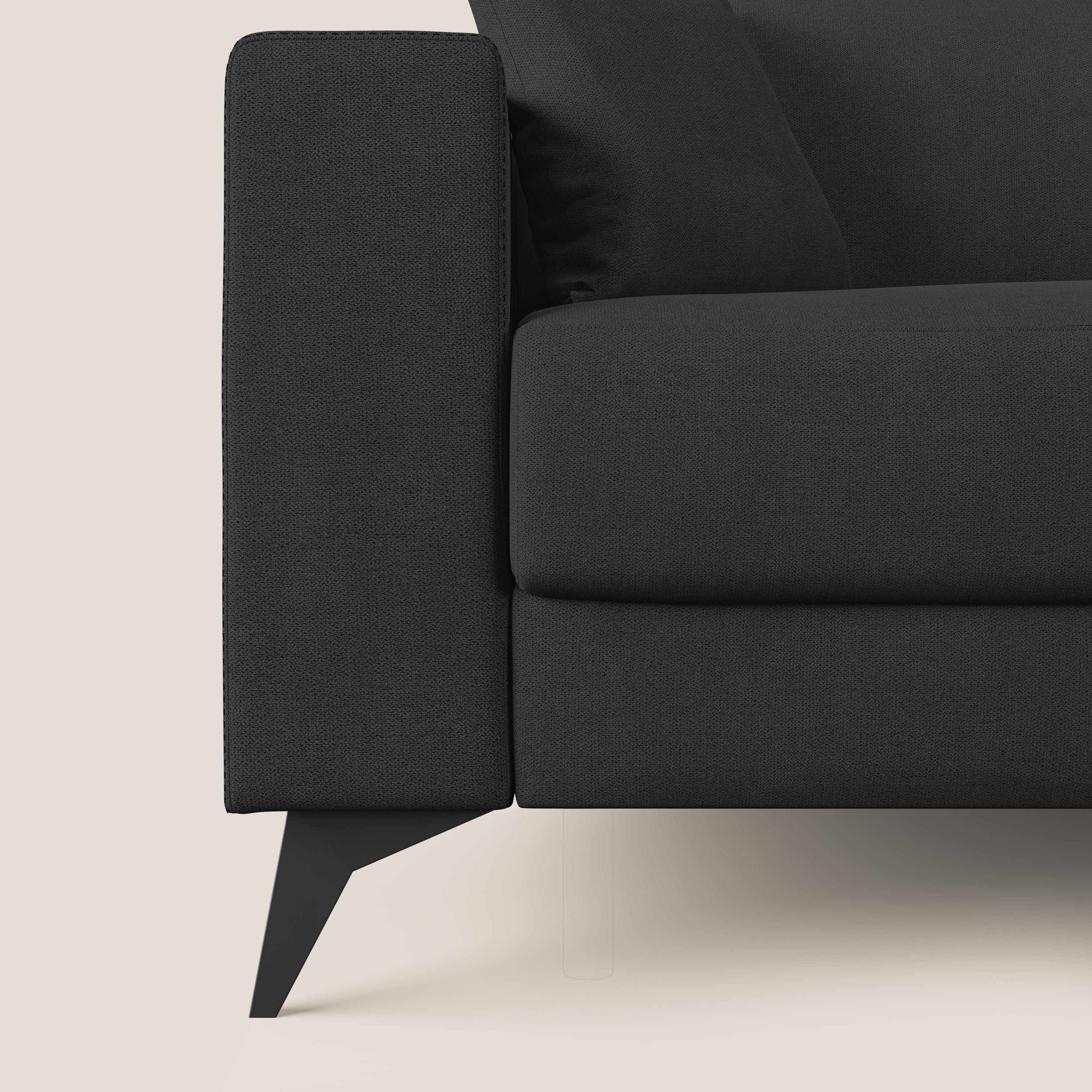 Pegaso divano letto angolare con poggiatesta reclinabili e rivestimento impermeabile T02 nero - divani.store