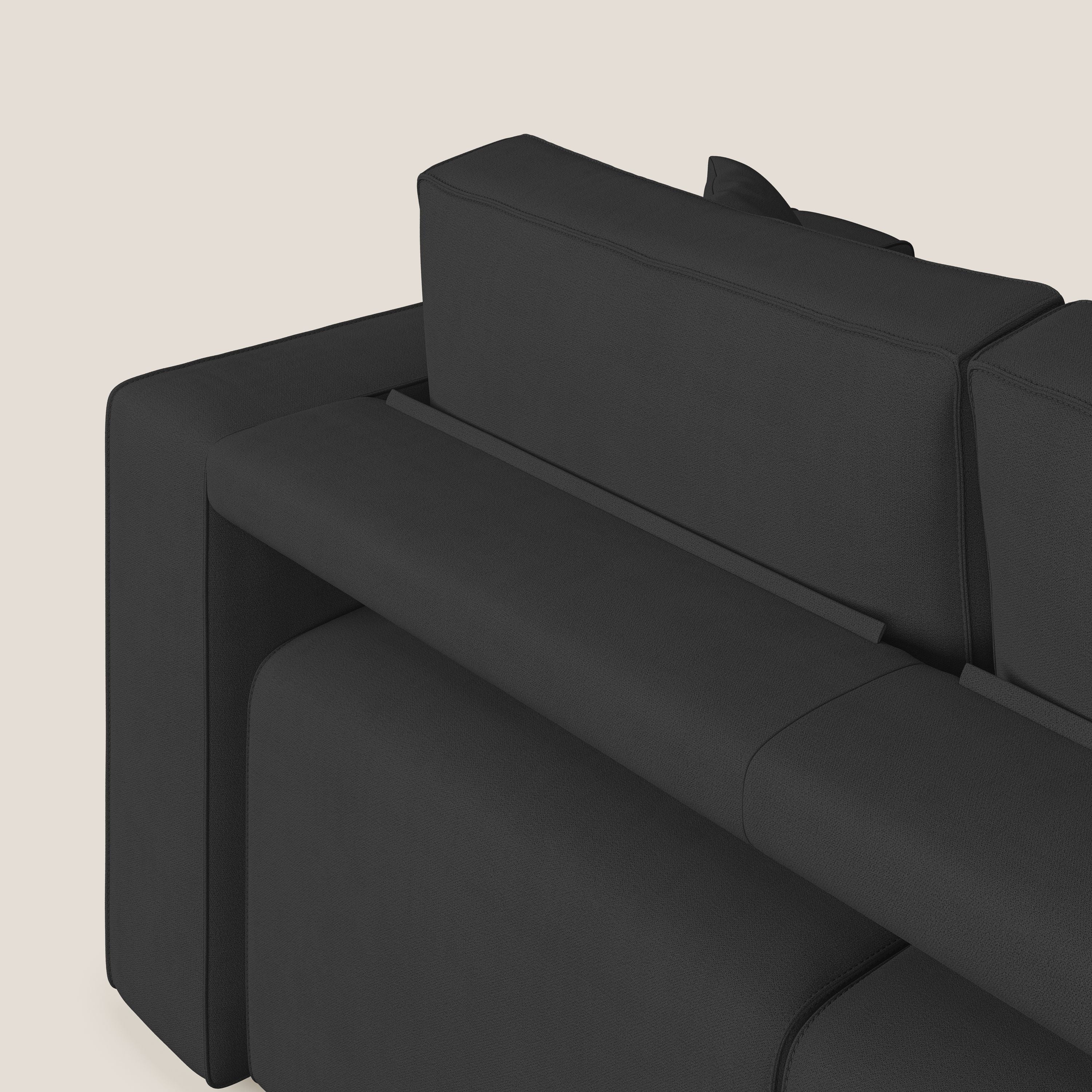 Morfeo divano con 3 sedute estraibili in morbido tessuto impermeabile T02 nero - divani.store