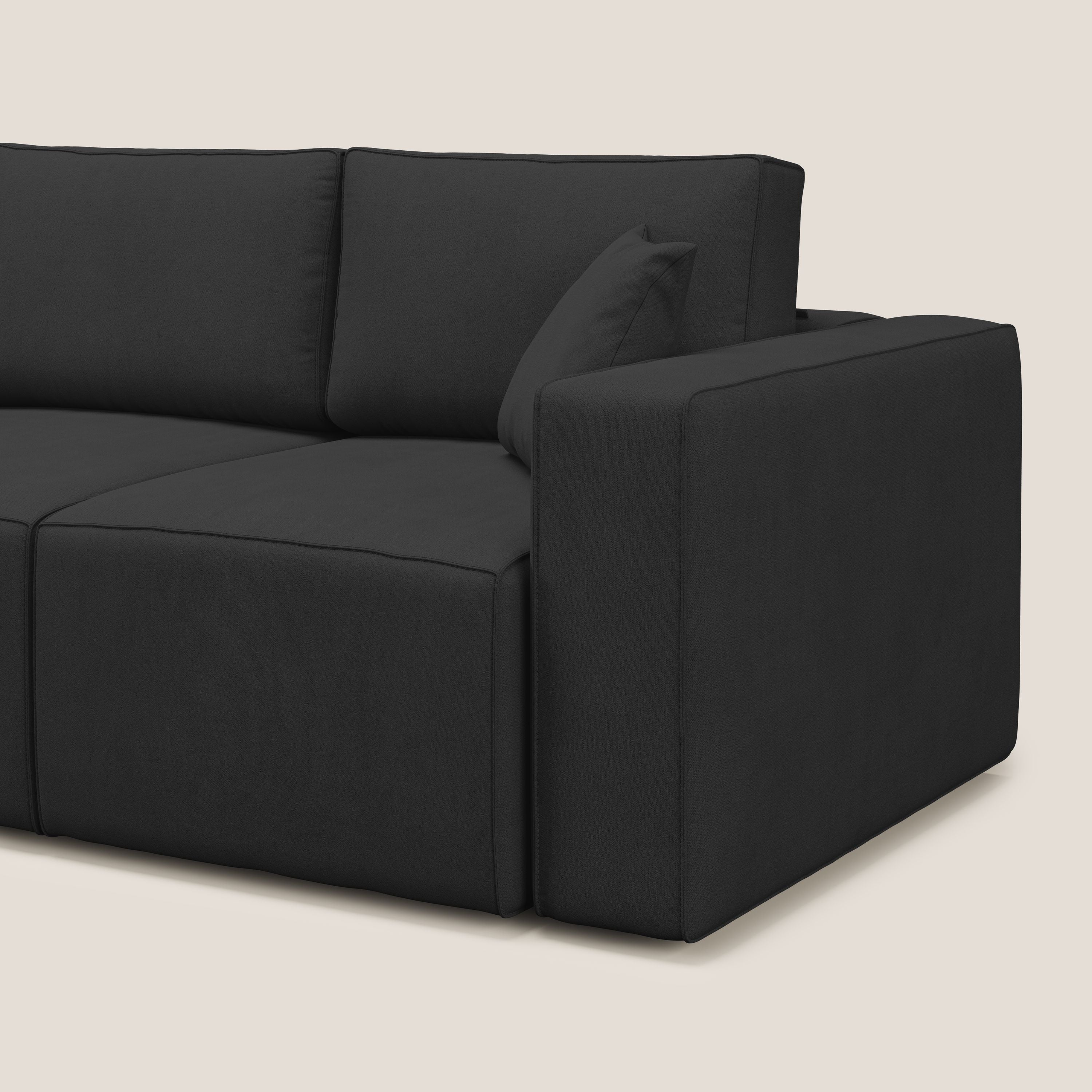 Morfeo divano con 3 sedute estraibili in morbido tessuto impermeabile T02 nero - divani.store
