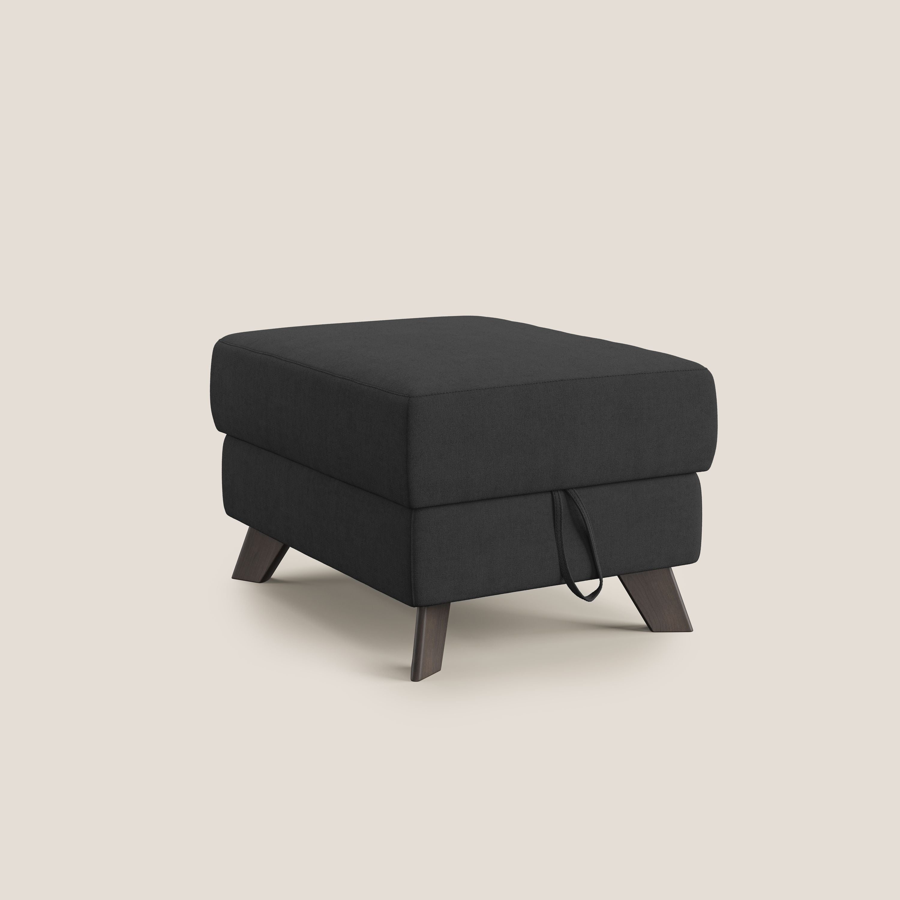 Moon Pouf contenitore e piedini alti in tessuto morbido impermeabile T02 nero - divani.store