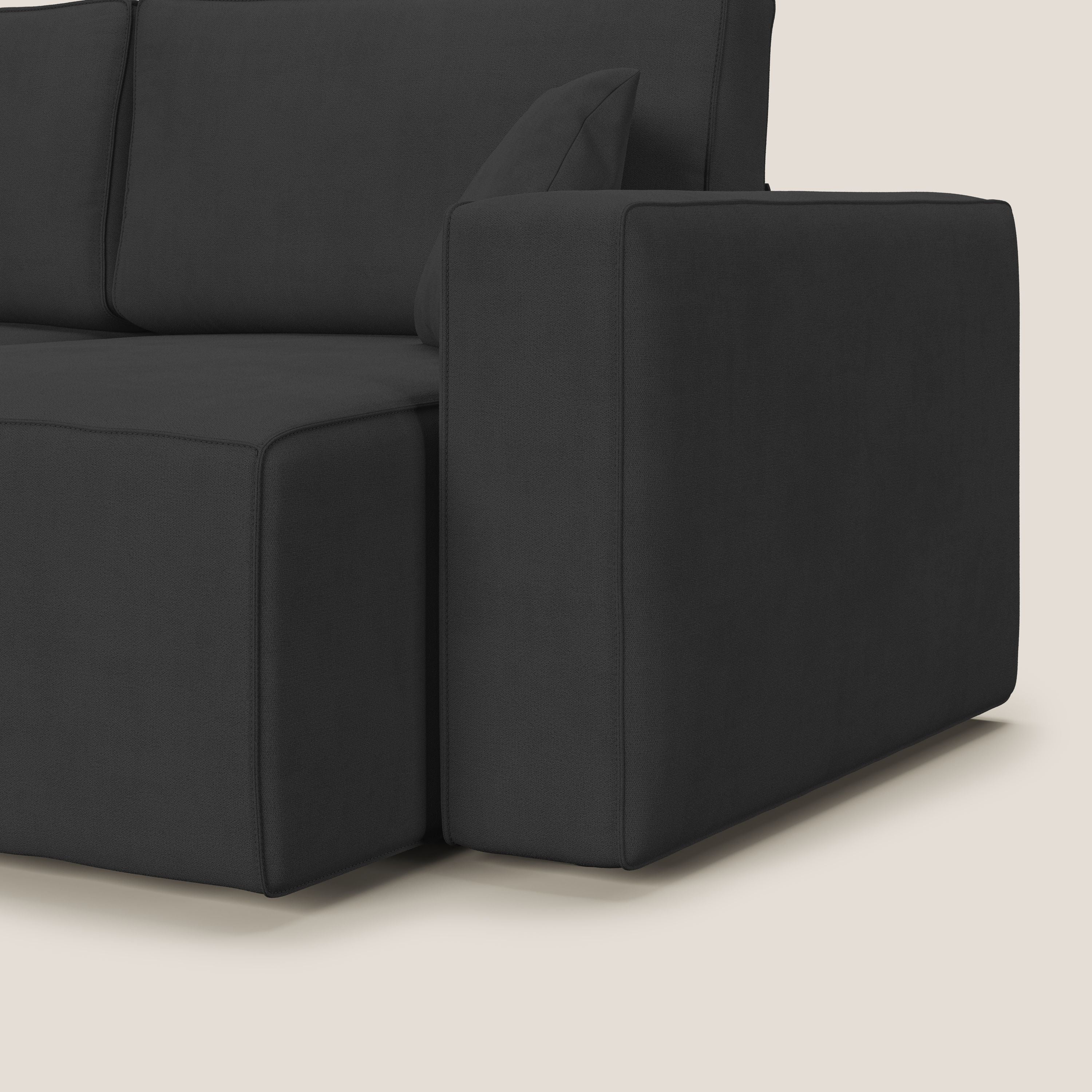 Morfeo divano con sedute estraibili in morbido tessuto impermeabile T02 nero - divani.store