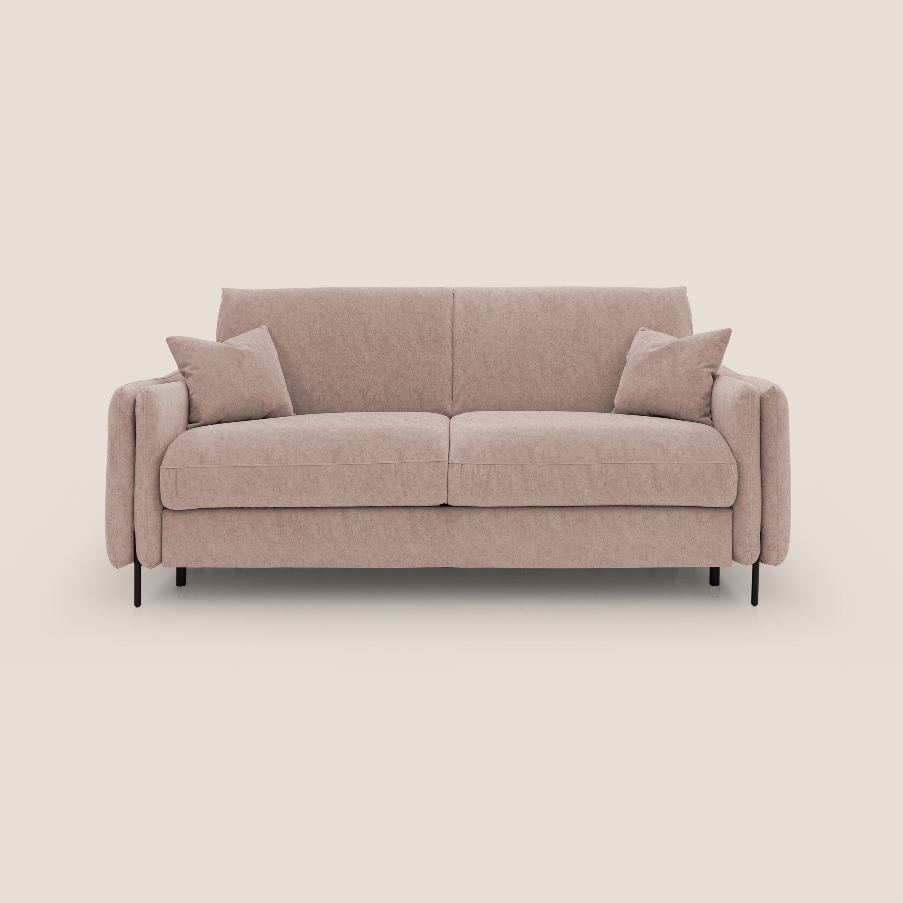 Gregory Divano letto con materasso h18 cm in microfibra effetto velluto impermeabile T09 rosa - divani.store