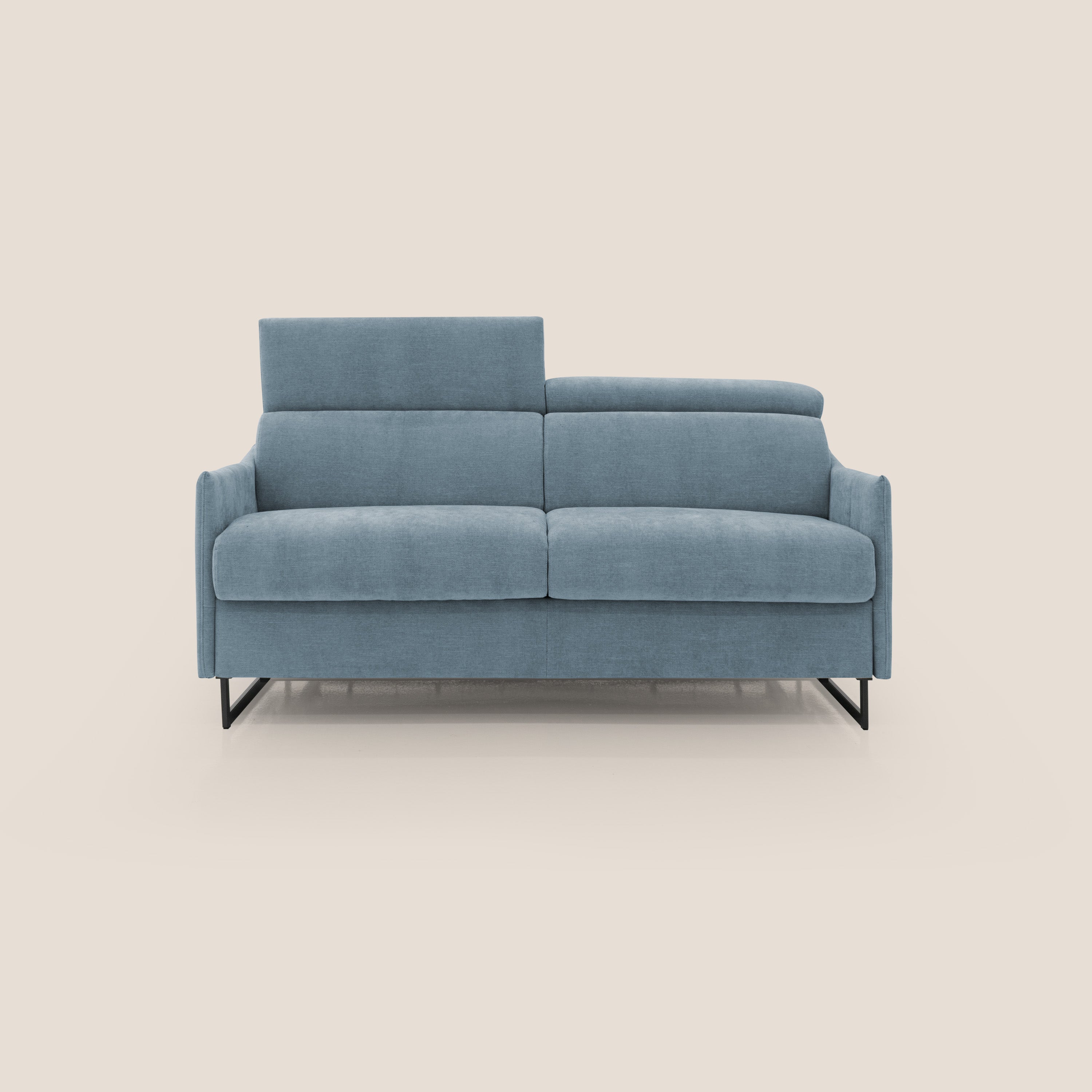 Loto divano letto salvaspazio materasso H18 cm con piedi alti in morbido tessuto impermeabile T14 carta da zucchero - divani.store