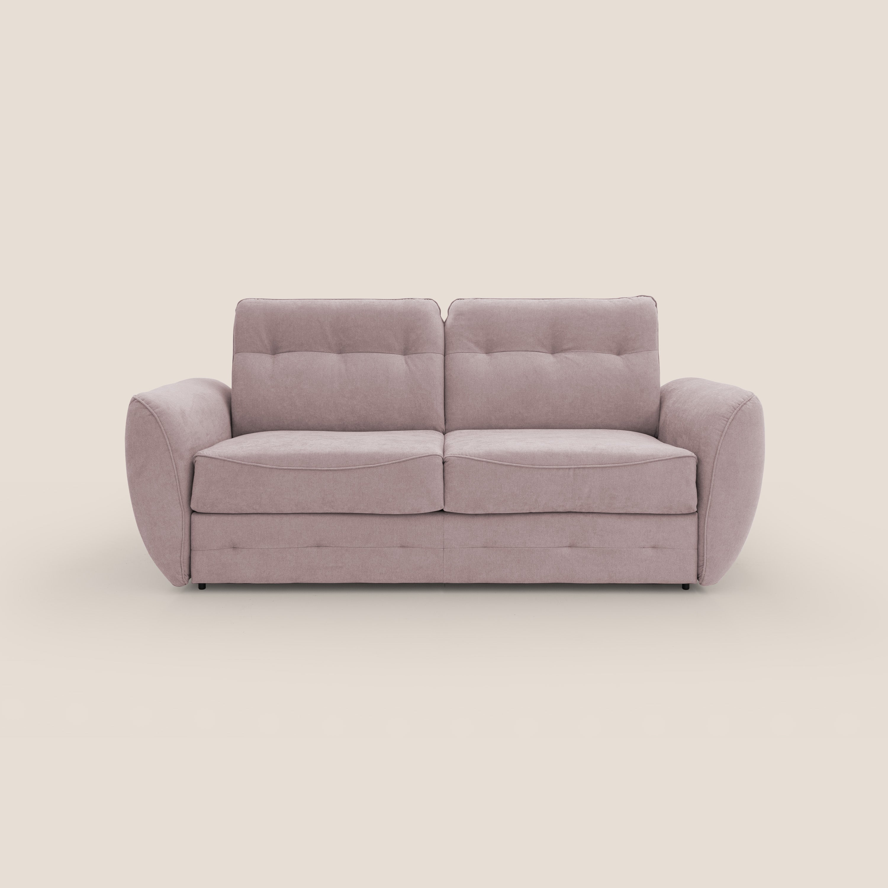 Zeus Divano letto scandinavo con schienale alto in tessuto impermeabile T02 rosa - divani.store