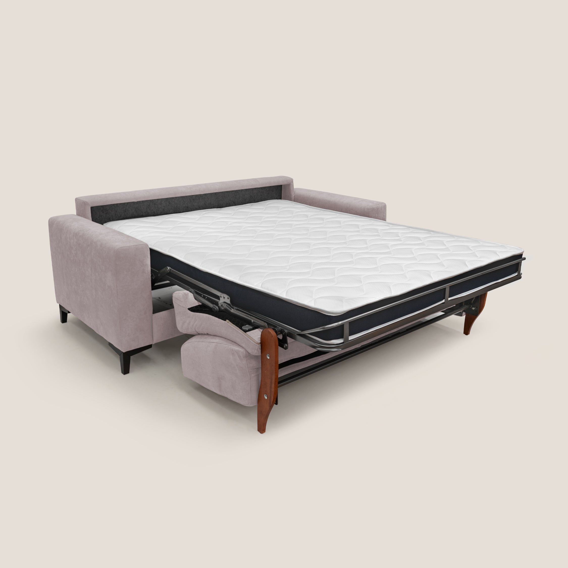 Kafka divano letto matrimoniale in morbido tessuto impermeabile T02 rosa - divani.store