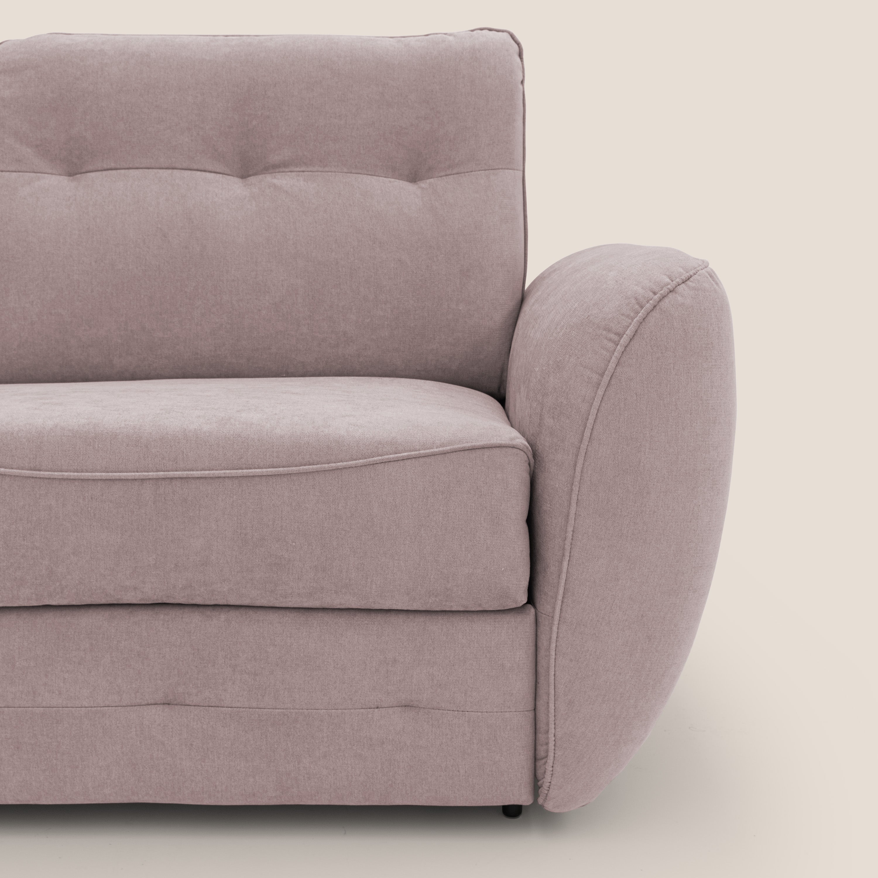 Zeus Divano letto scandinavo con schienale alto in tessuto impermeabile T02 rosa - divani.store