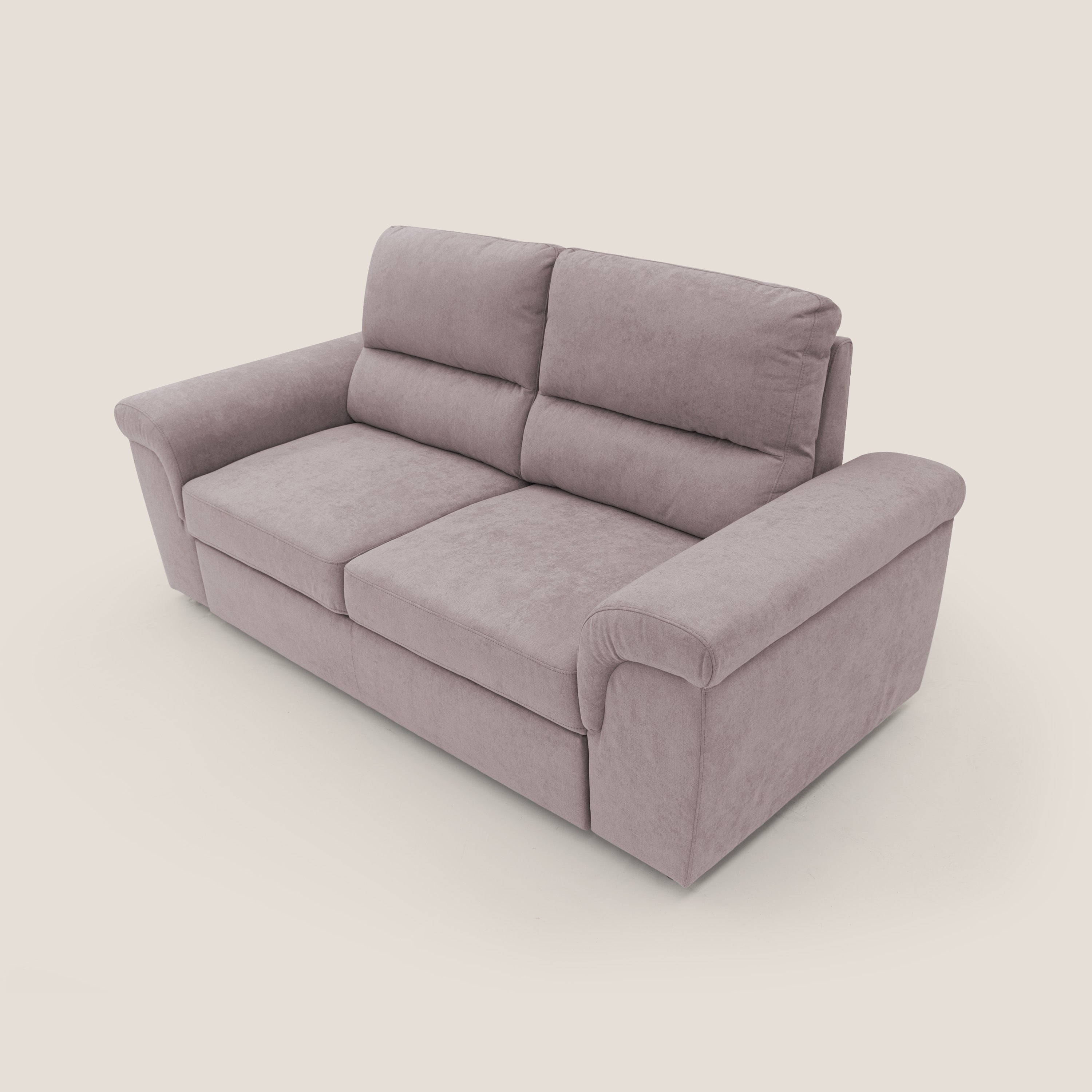 Minerva divano con pouf estraibile poggiapiedi in tessuto morbido impermeabile T02 rosa - divani.store