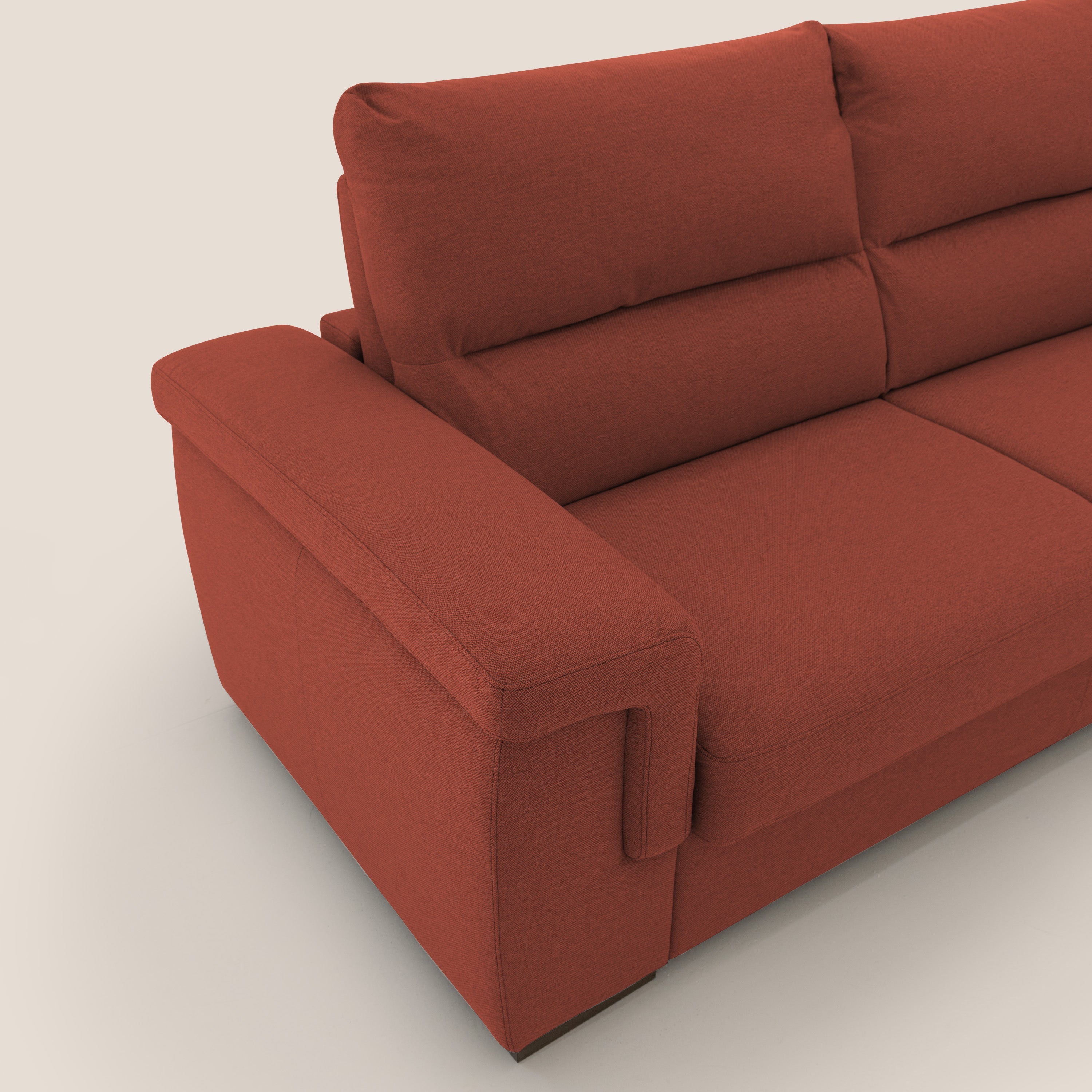 Magnolia divano letto con materasso alto 18 cm morbido schienale alto in tessuto smacchiabile T05 rosso - divani.store