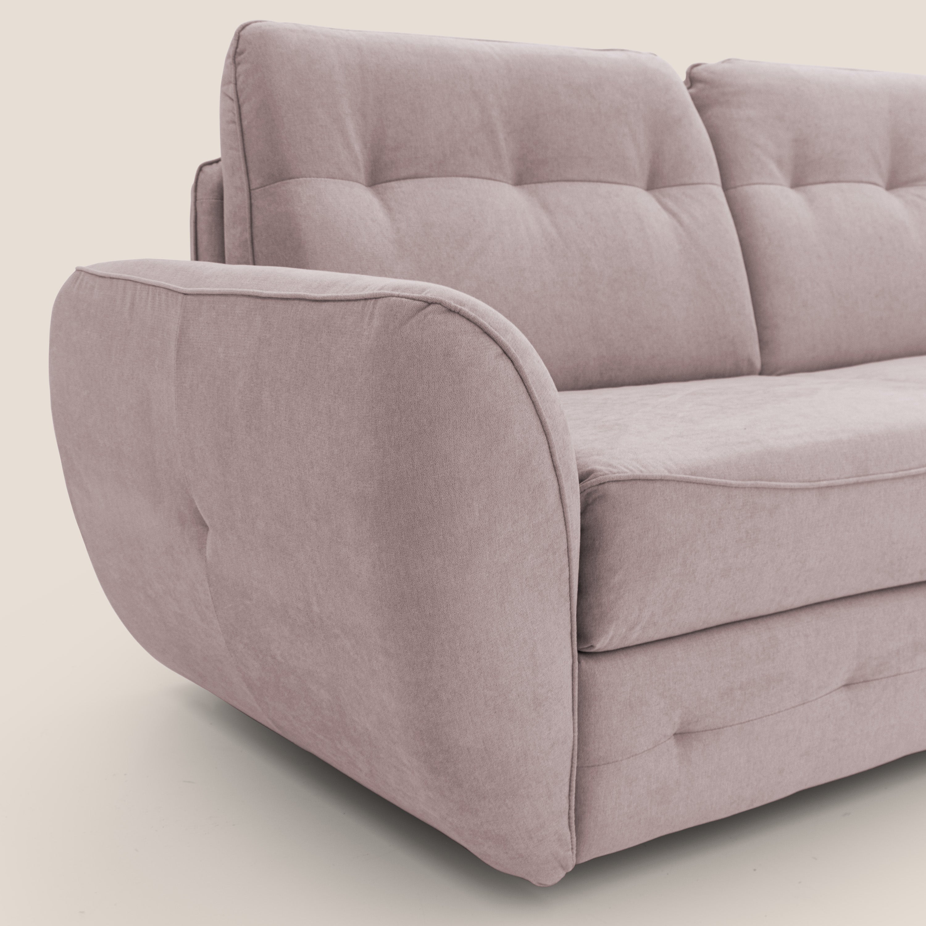 Zeus divano letto angolare con materasso H18 cm pouf mobile in tessuto impermeabile T02 - divani.store