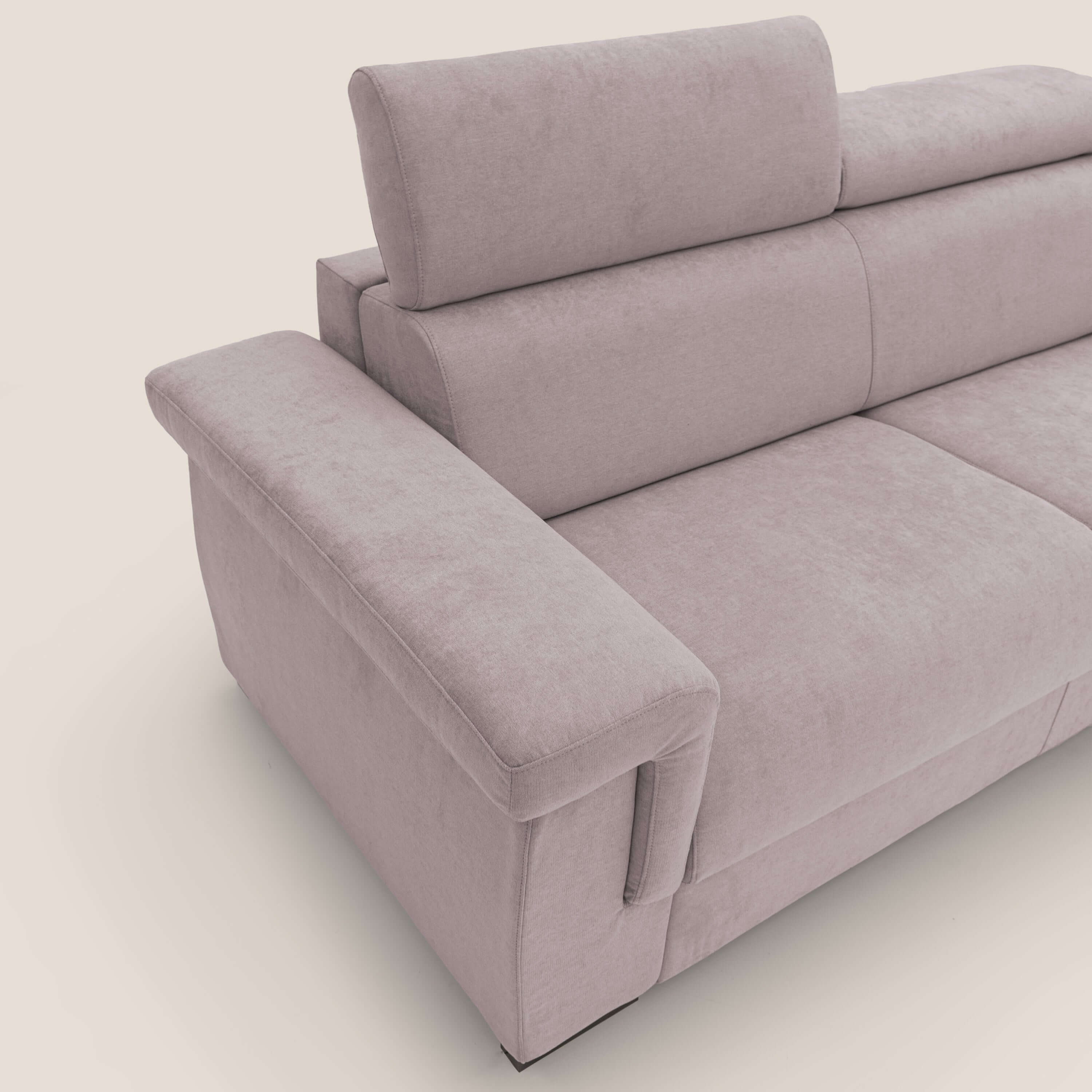 Bjorn divano letto sfoderabile con materasso H18 cm e poggiatesta reclinabili in tessuto impermeabile T02 rosa - divani.store