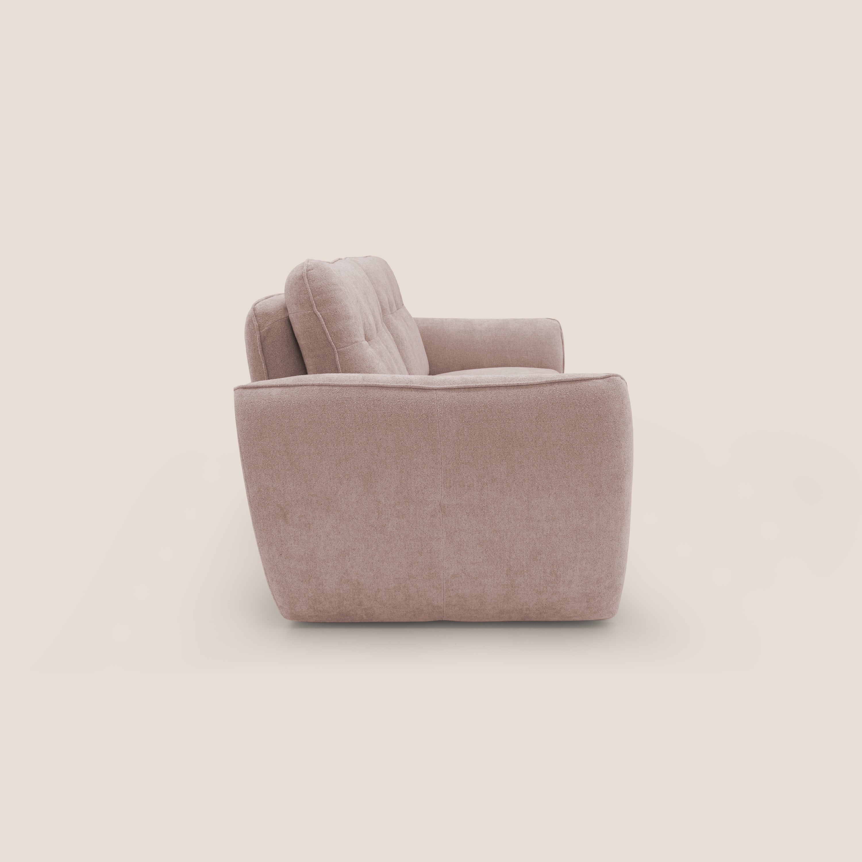 Cerbero divano 2 e 3 posti in morbido bouclé impermeabile T07 rosa - divani.store