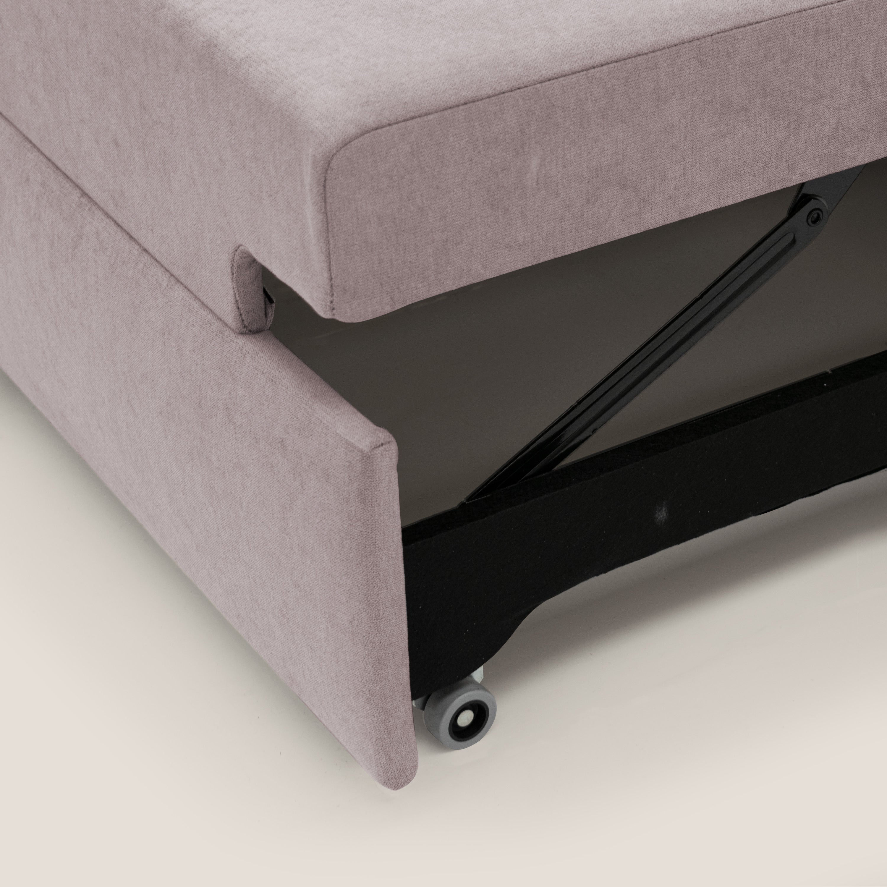 Minerva divano con pouf estraibile poggiapiedi in tessuto morbido impermeabile T02 rosa - divani.store