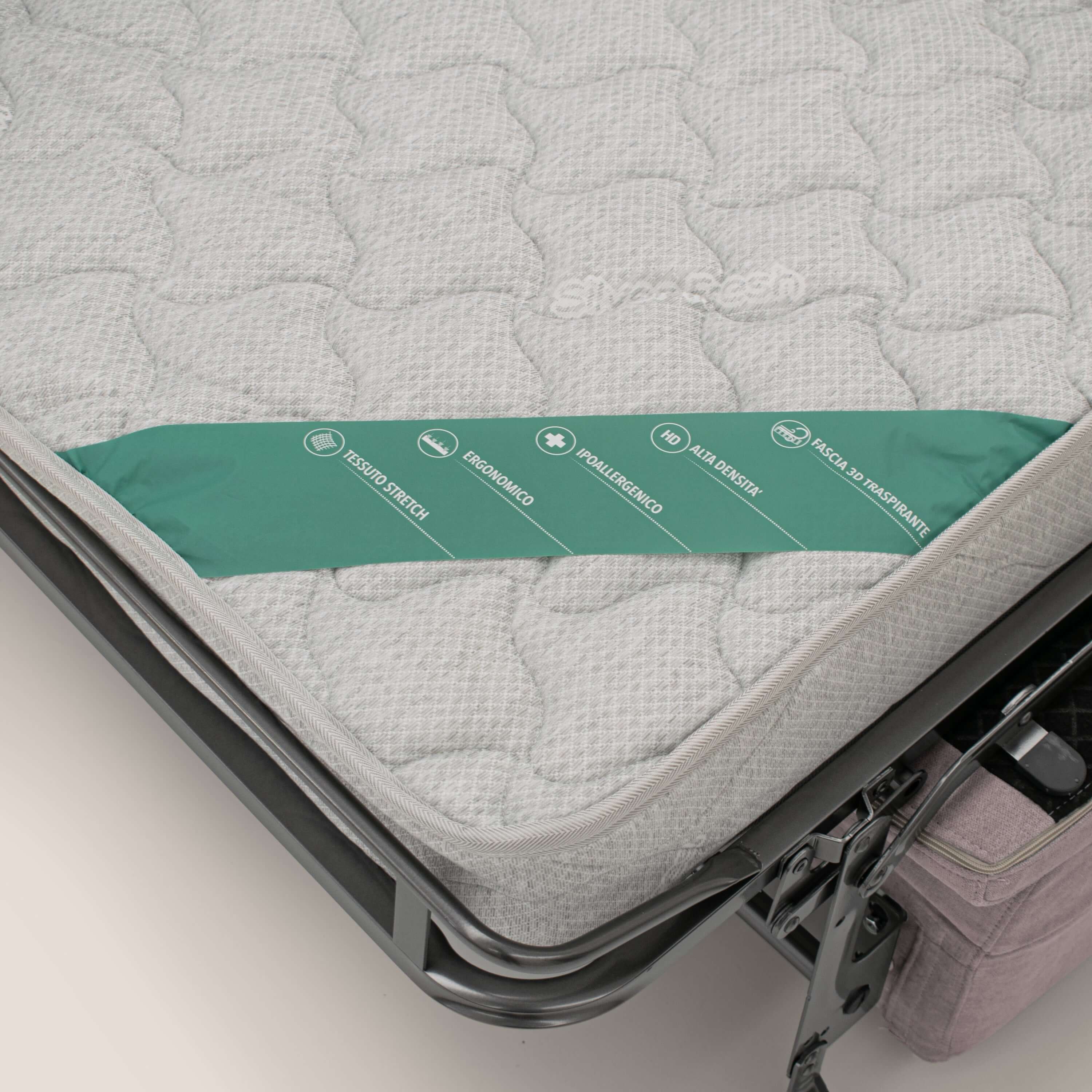 Bjorn divano letto sfoderabile con materasso H18 cm e poggiatesta reclinabili in tessuto impermeabile T02 rosa - divani.store