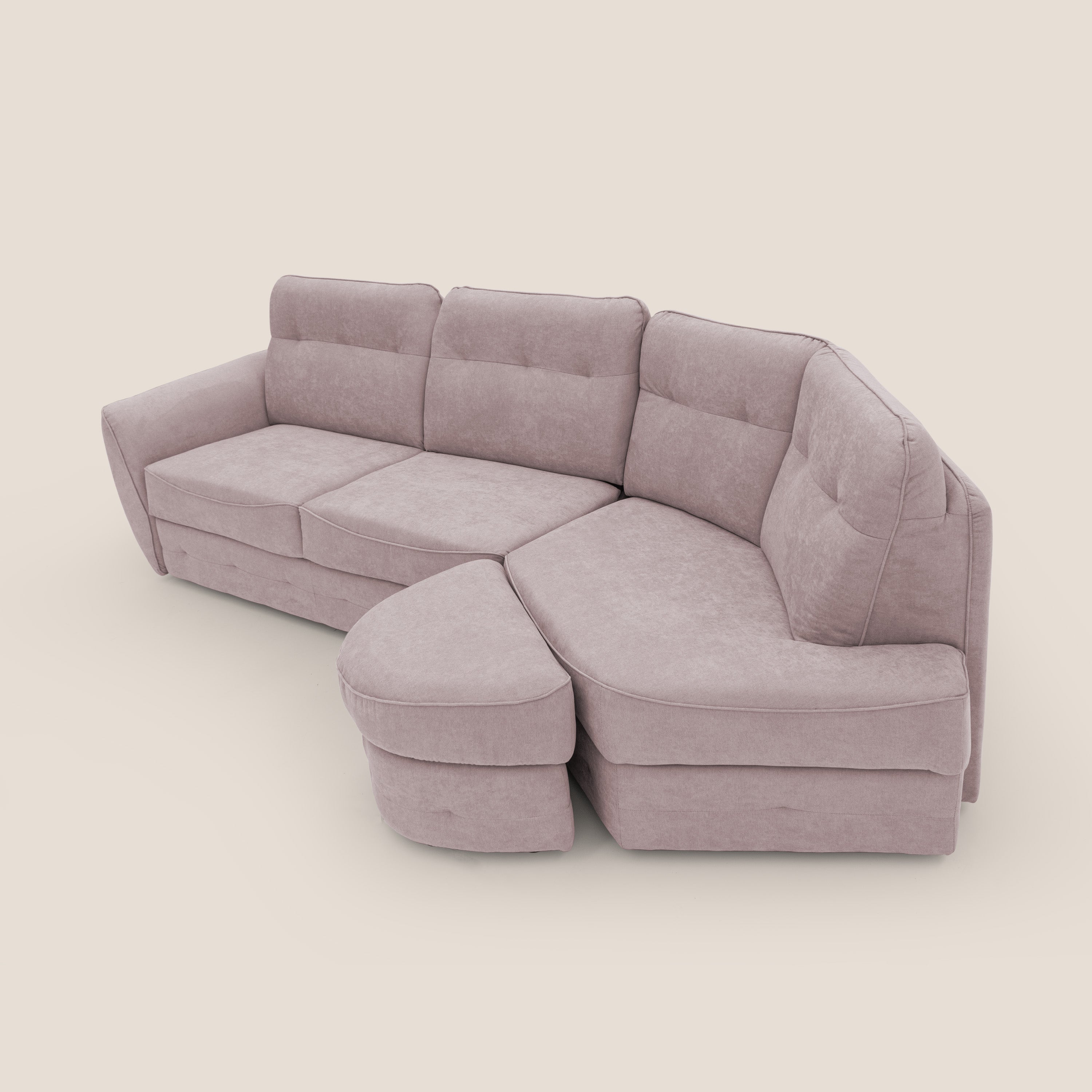 Zeus divano letto angolare con materasso H18 cm pouf mobile in tessuto impermeabile T02 - divani.store