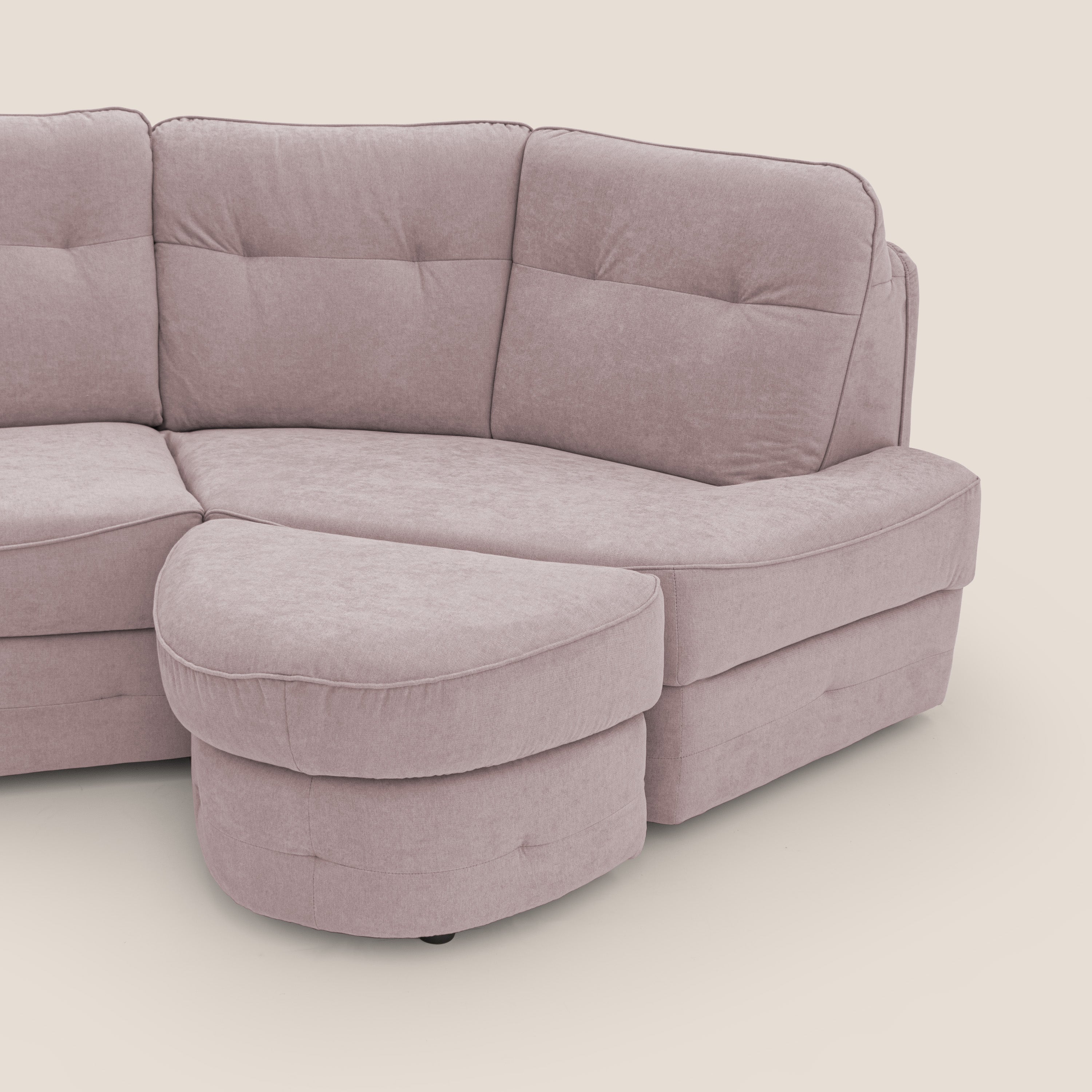 Zeus divano letto angolare con materasso H18 cm pouf mobile in tessuto impermeabile T02 - divani.store