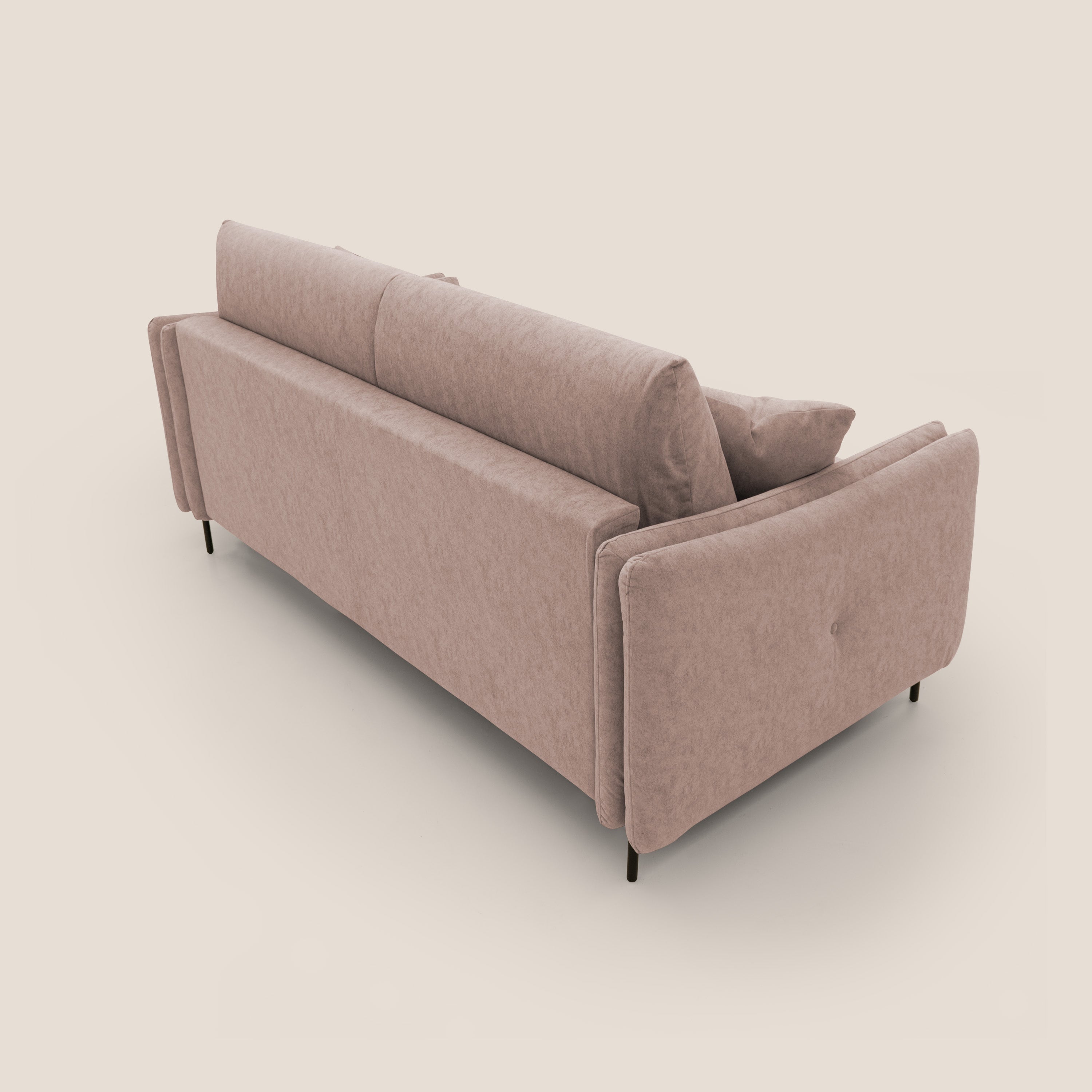 Gregory Divano letto con materasso h18 cm in microfibra effetto velluto impermeabile T09 rosa - divani.store