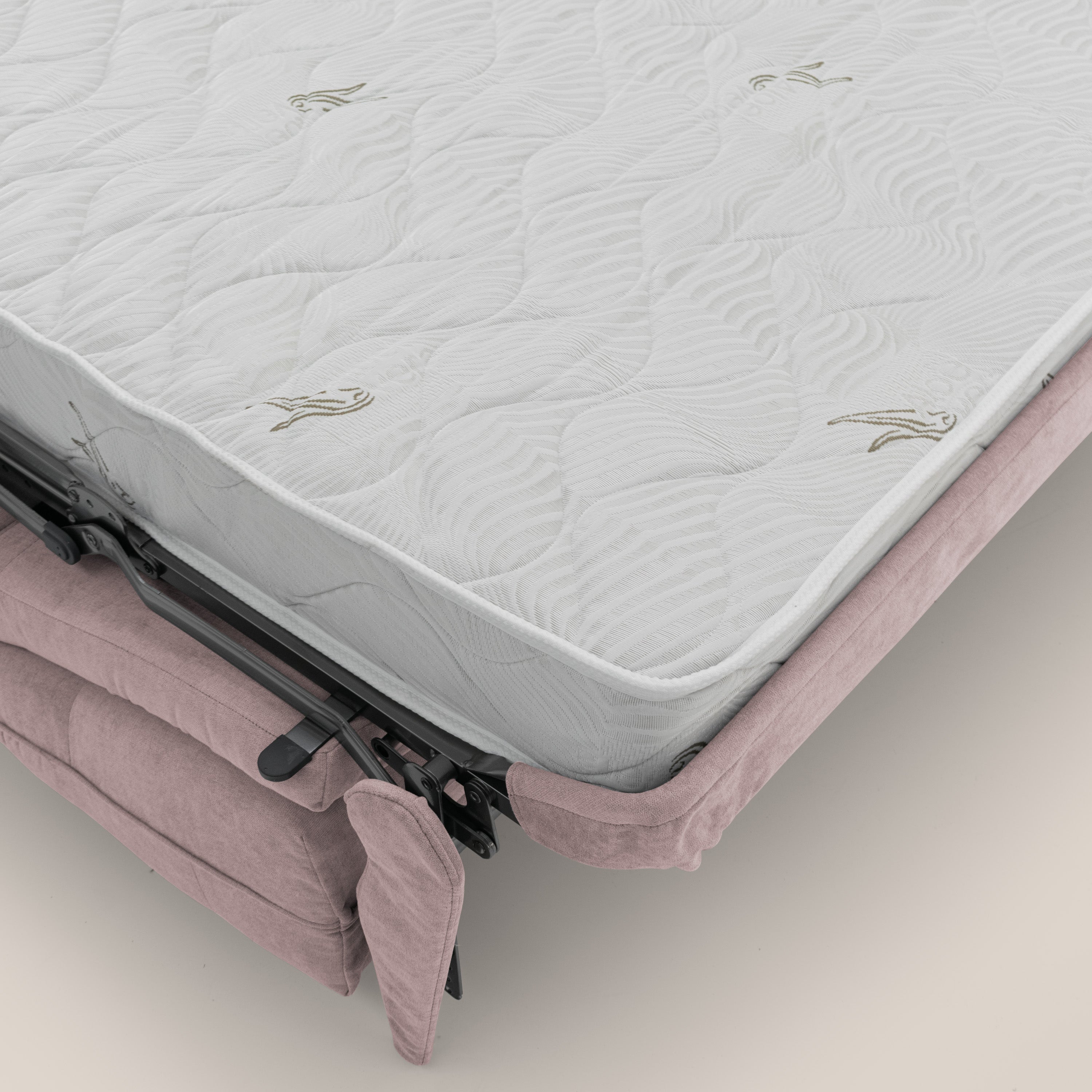 Zeus Divano letto scandinavo con schienale alto in tessuto impermeabile T02 rosa - divani.store