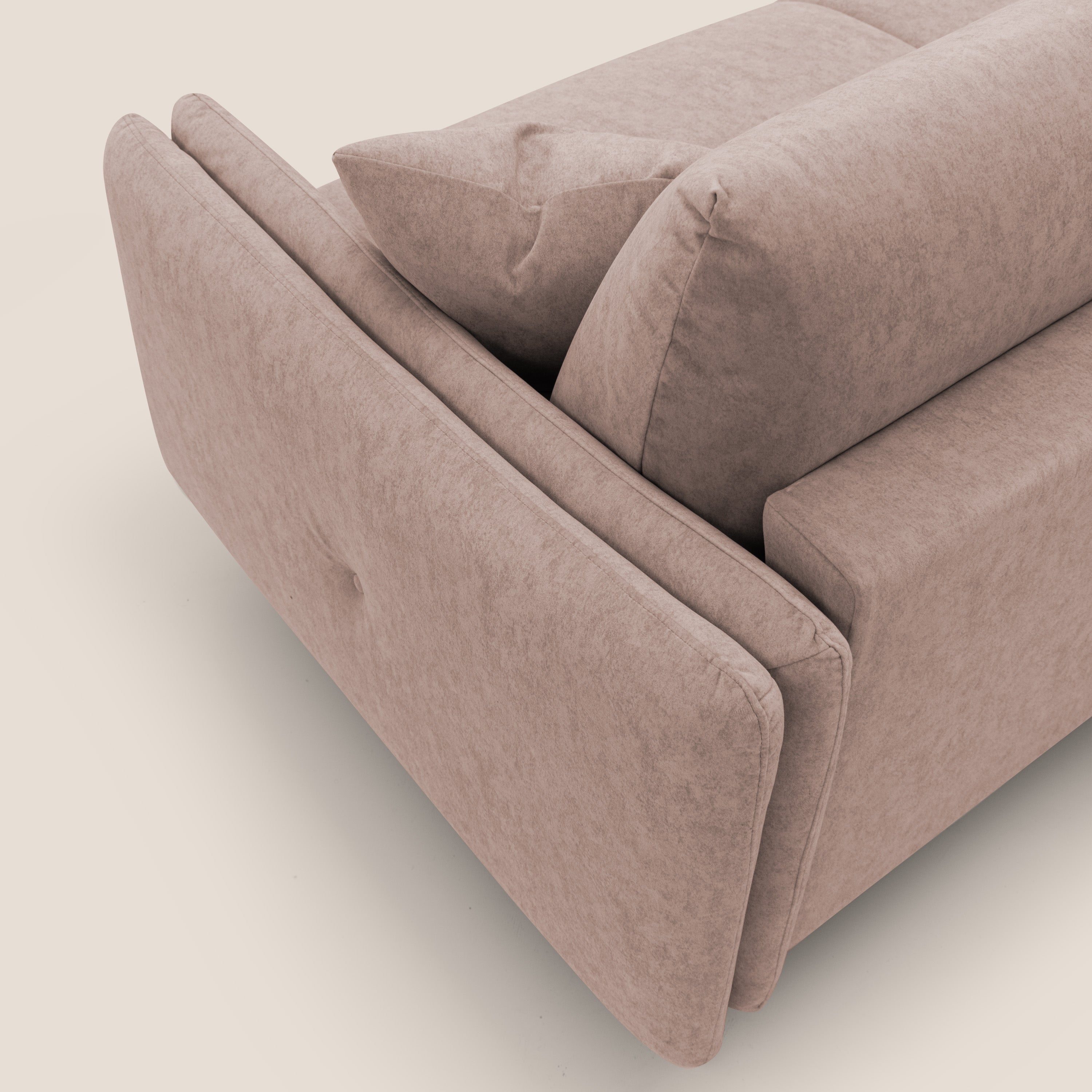 Gregory Divano letto con materasso h18 cm in microfibra effetto velluto impermeabile T09 rosa - divani.store