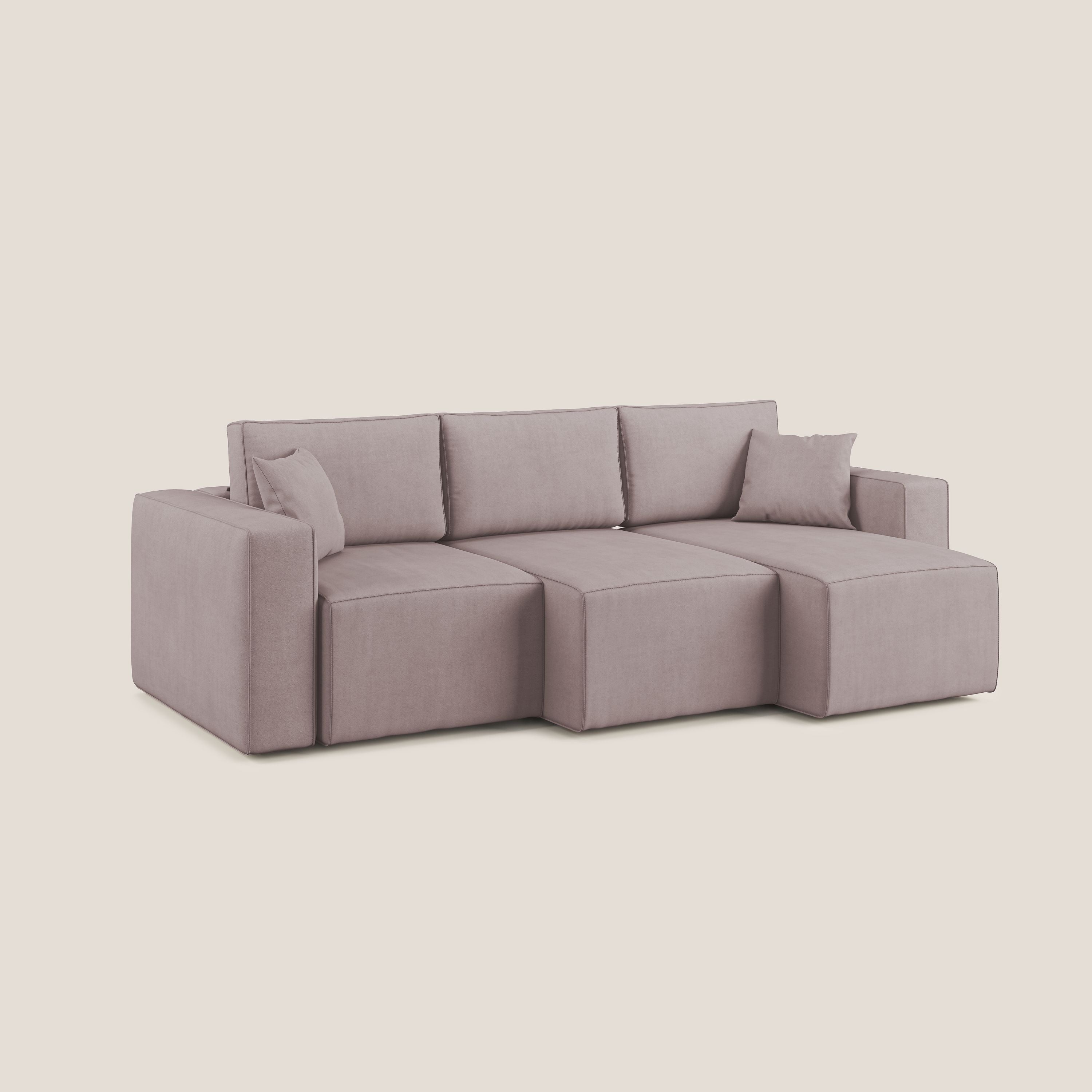 Morfeo divano con 3 sedute estraibili in morbido tessuto impermeabile T02 rosa - divani.store
