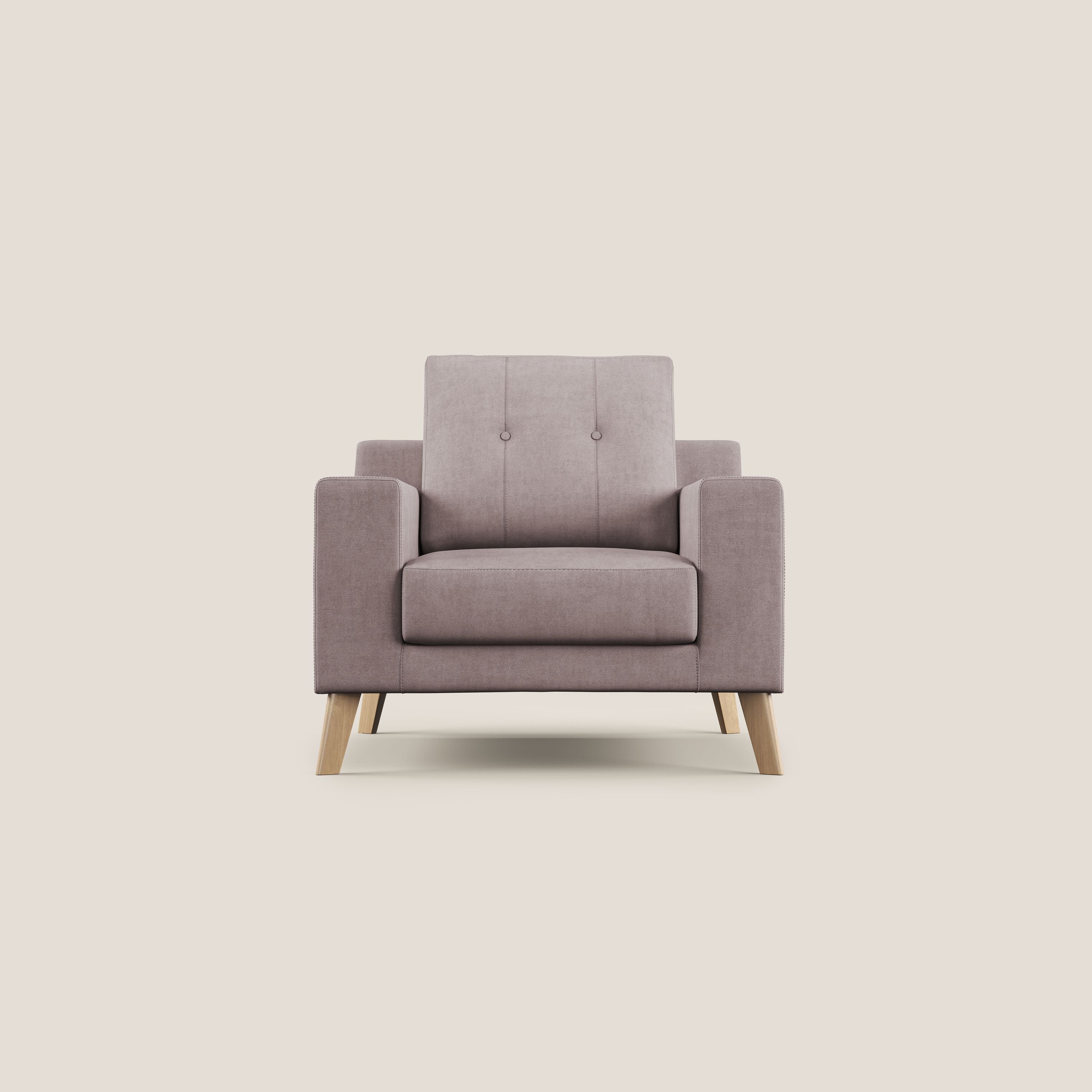 Danish poltroncina in tessuto morbido impermeabile T02 rosa - divani.store