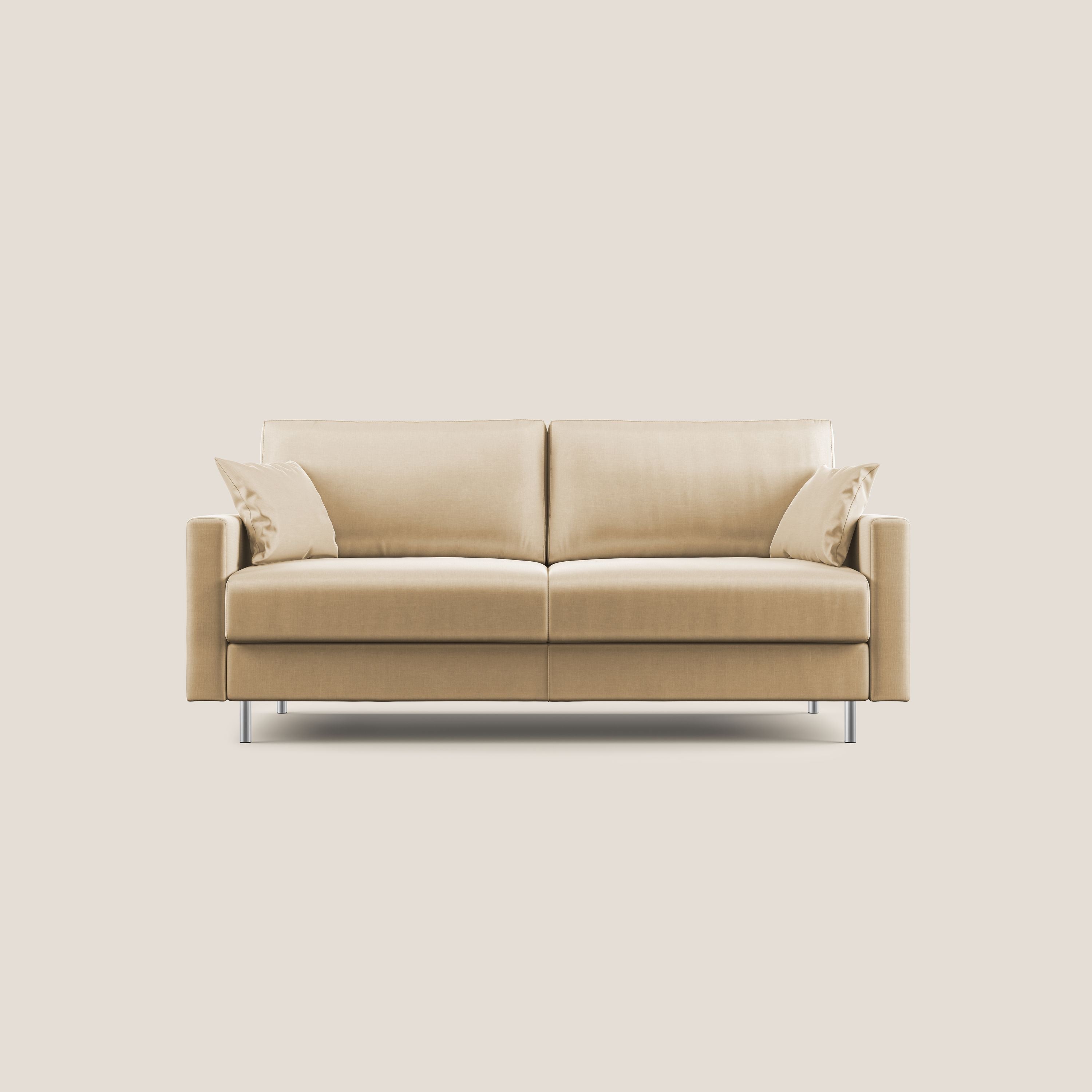 Andromeda divano letto matrimoniale in velluto morbido impermeabile T01 beige - divani.store