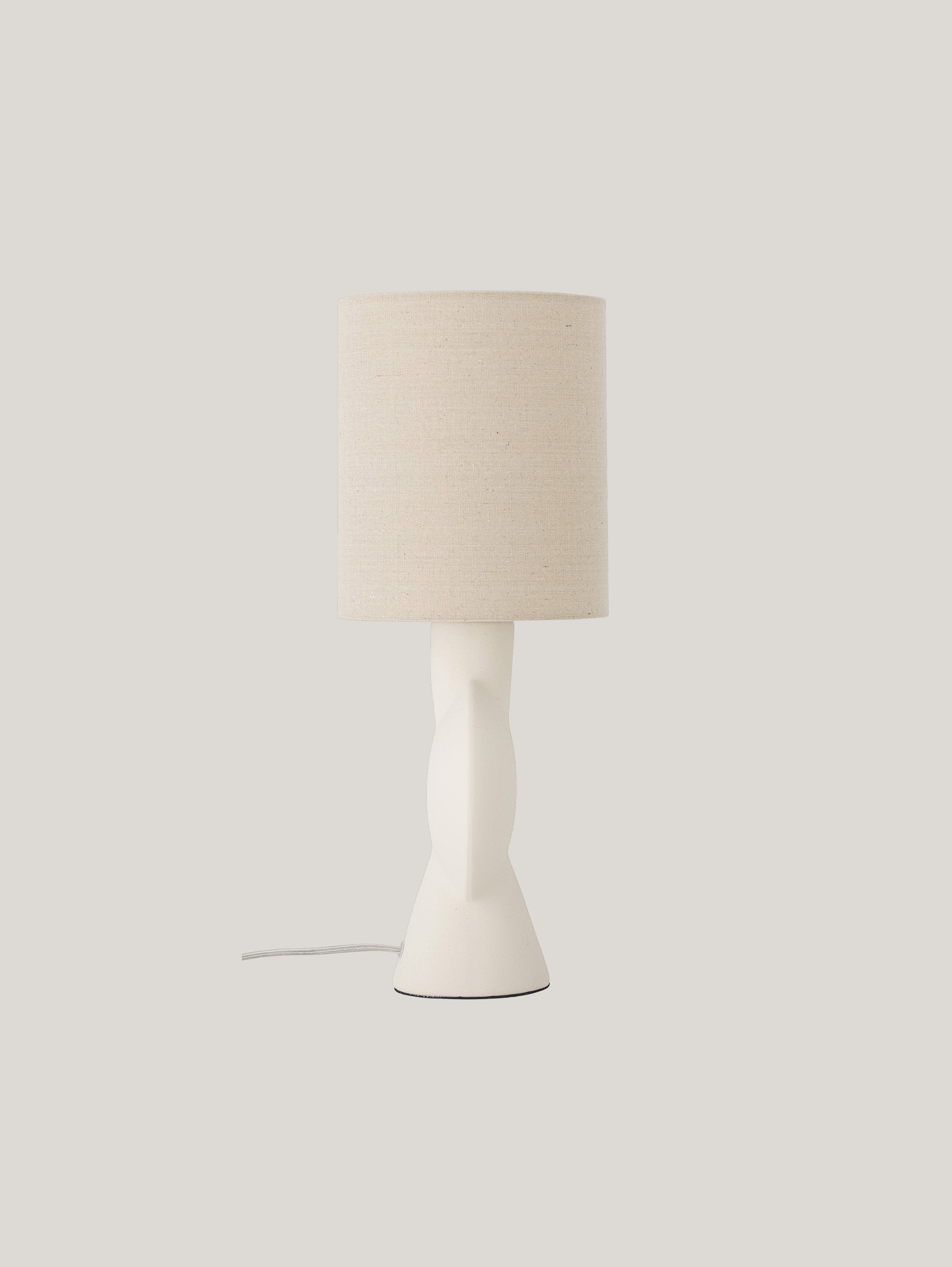 Sergio lampada da tavolo con base in gres Stoneware Bianco e paralume in lino - divani.store