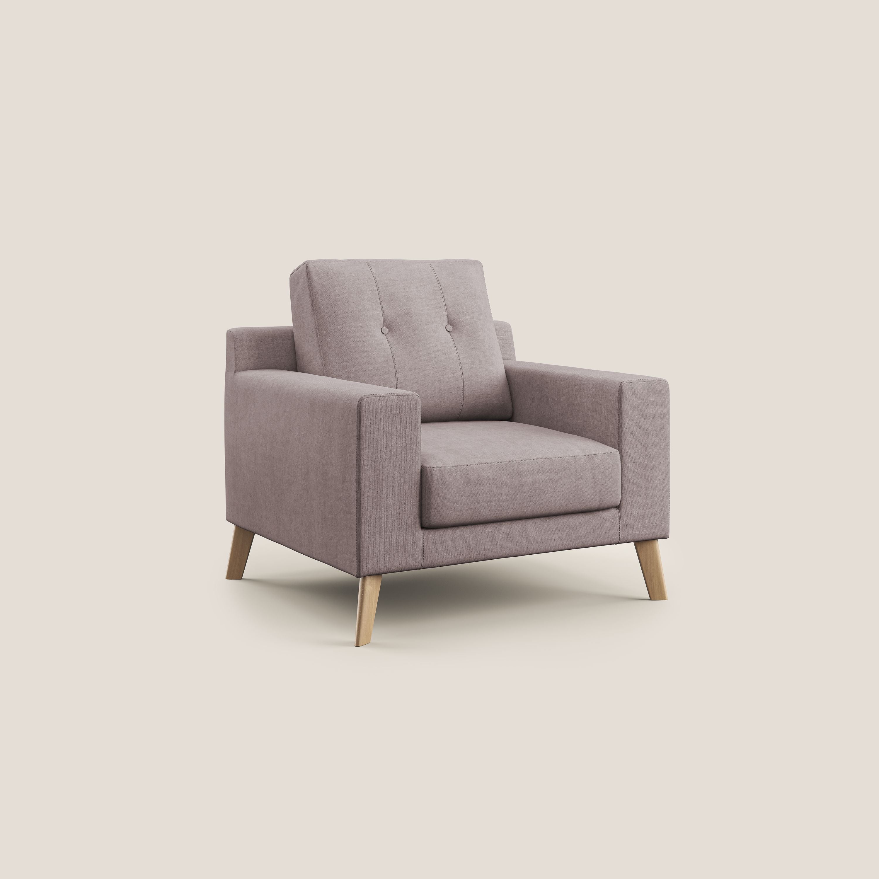 Danish poltroncina in tessuto morbido impermeabile T02 rosa - divani.store