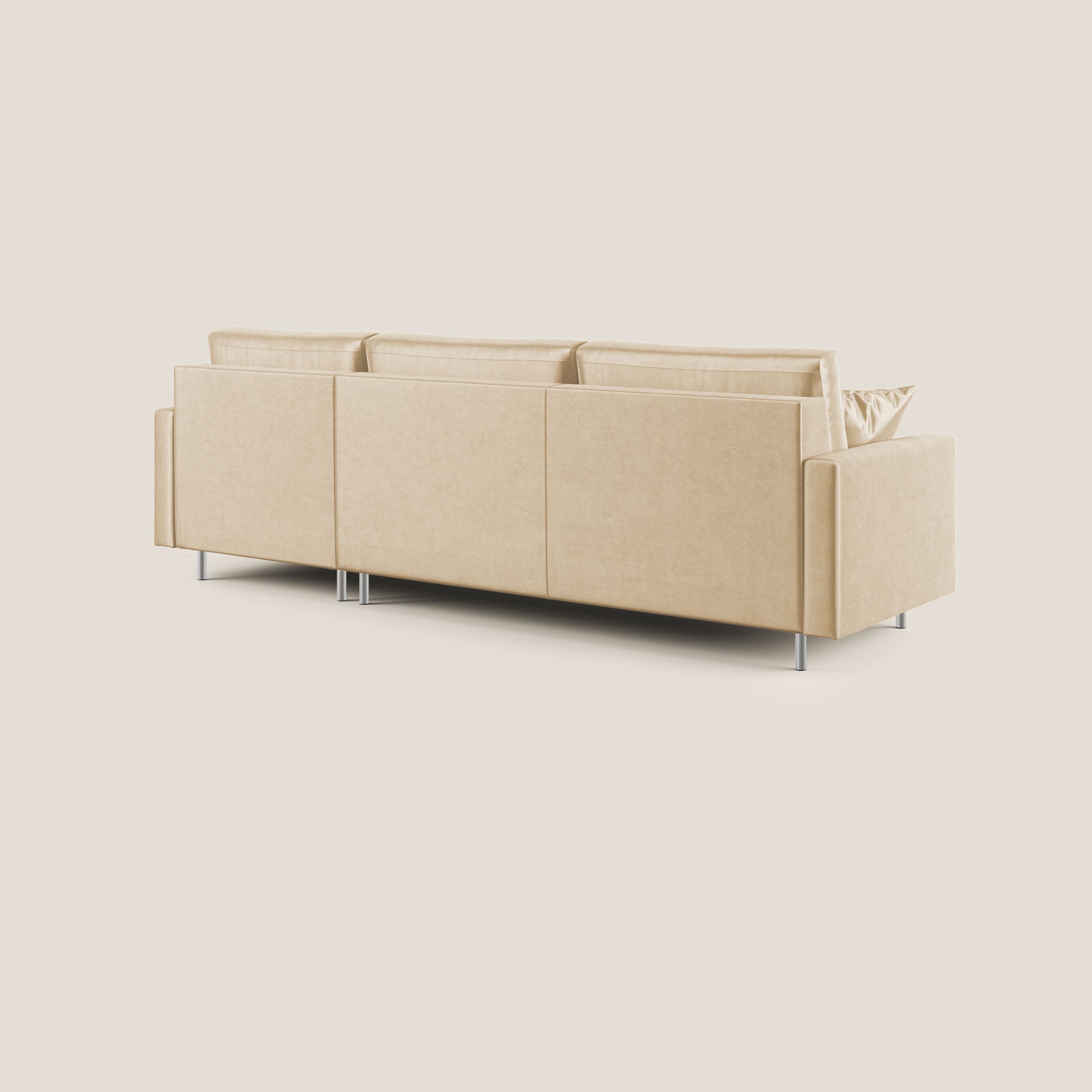 Andromeda divano letto angolare in velluto morbido impermeabile T01 beige - divani.store