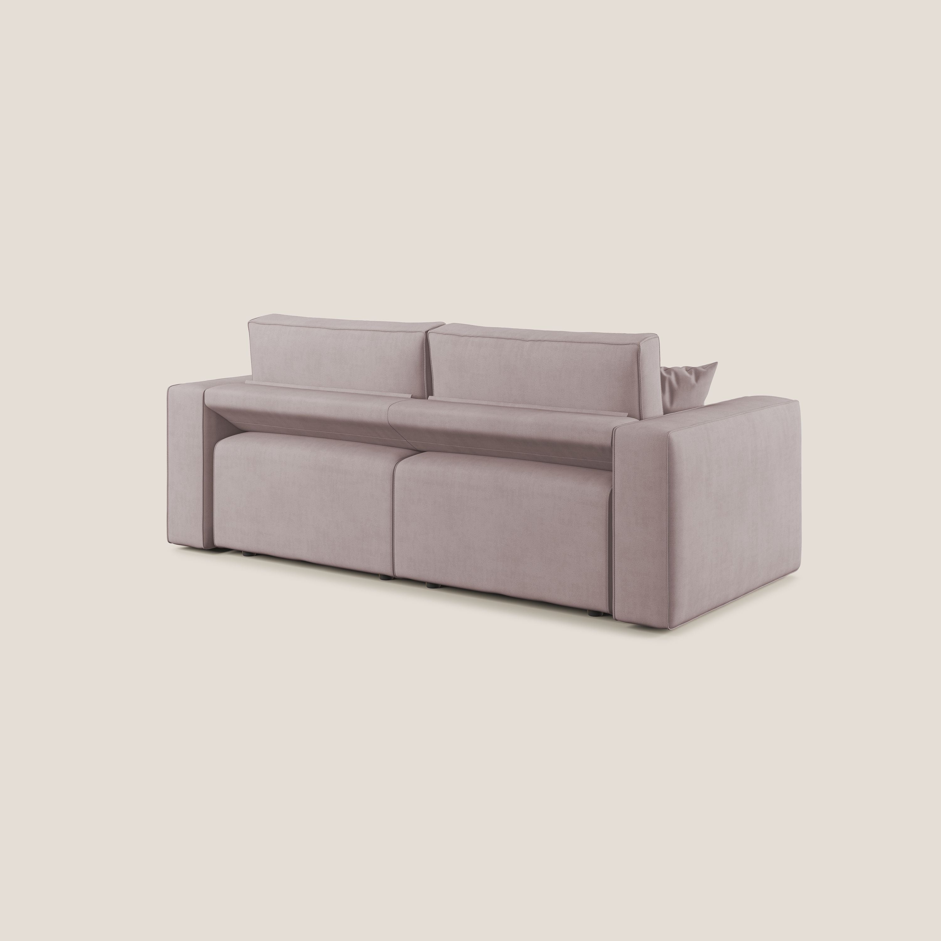Morfeo divano con sedute estraibili in morbido tessuto impermeabile T02 rosa - divani.store