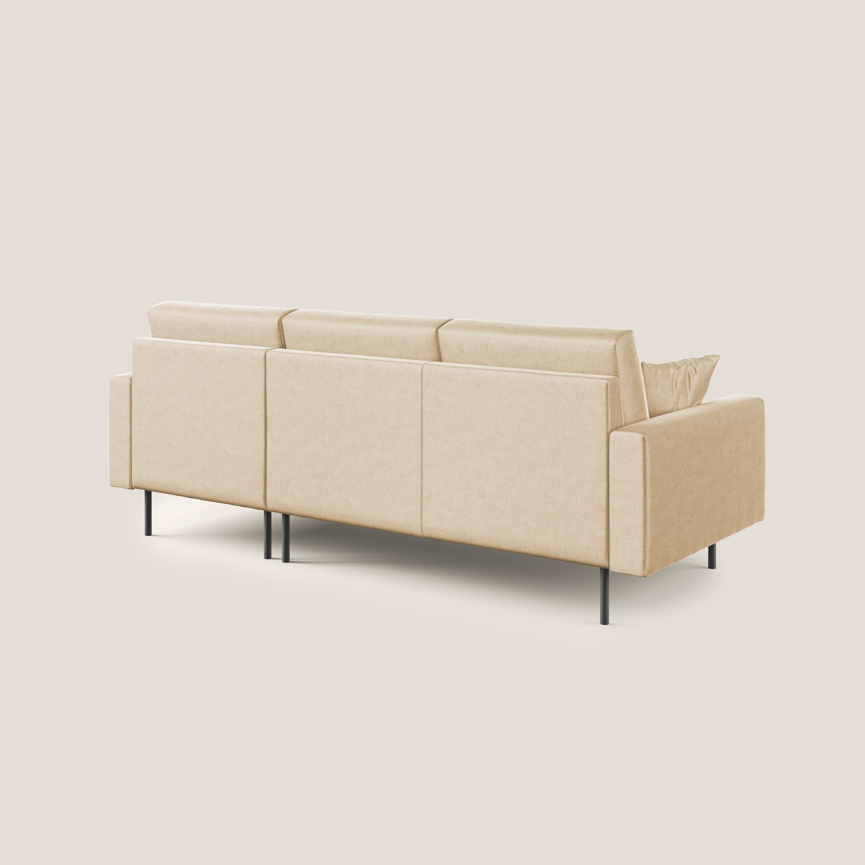 Arthur divano moderno angolare in velluto morbido impermeabile T01 beige - divani.store