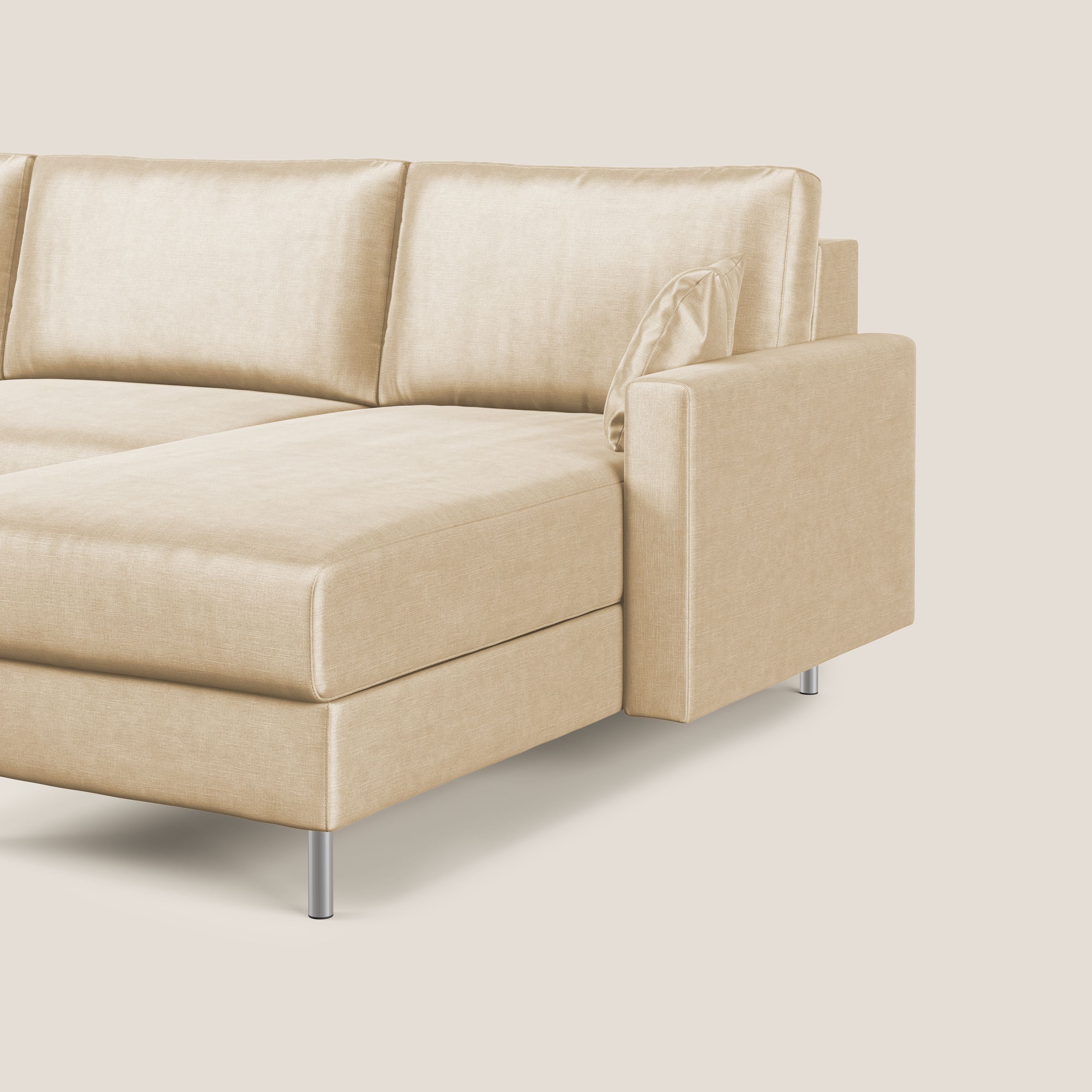 Andromeda divano letto angolare in velluto morbido impermeabile T01 beige - divani.store