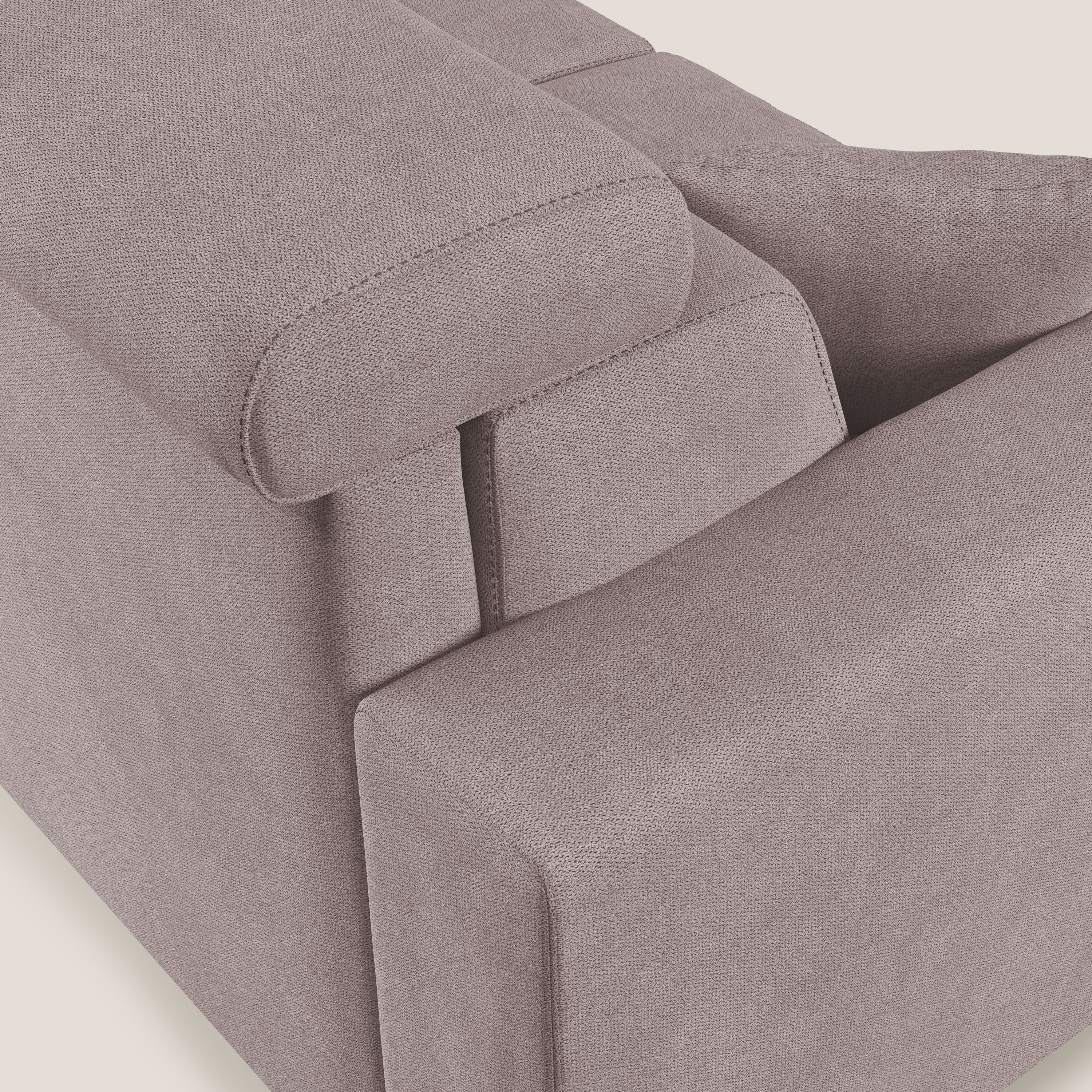 Pegaso divano letto angolare con poggiatesta reclinabili e rivestimento impermeabile T02 rosa - divani.store