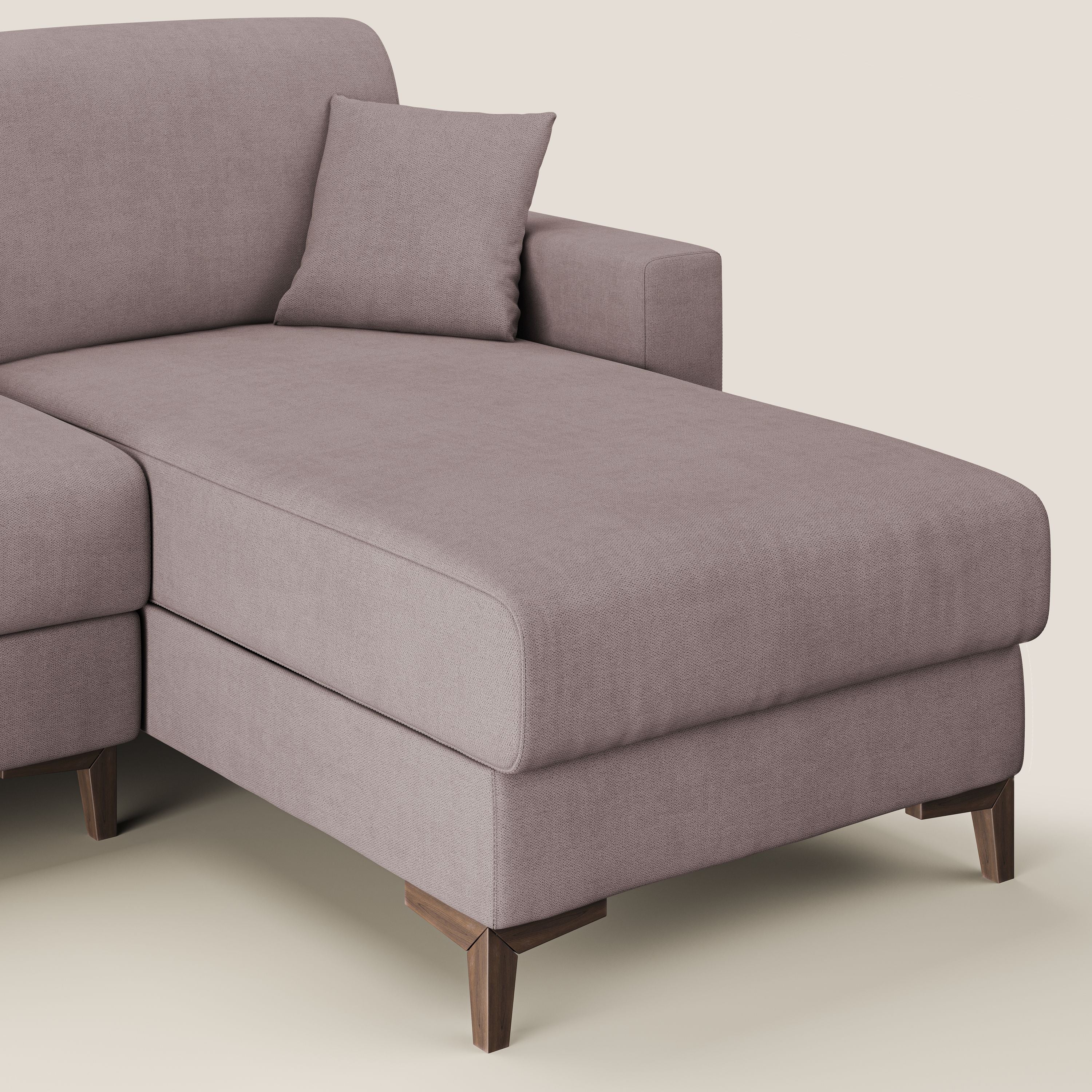 Kafka divano letto angolare in morbido tessuto impermeabile T02 rosa - divani.store