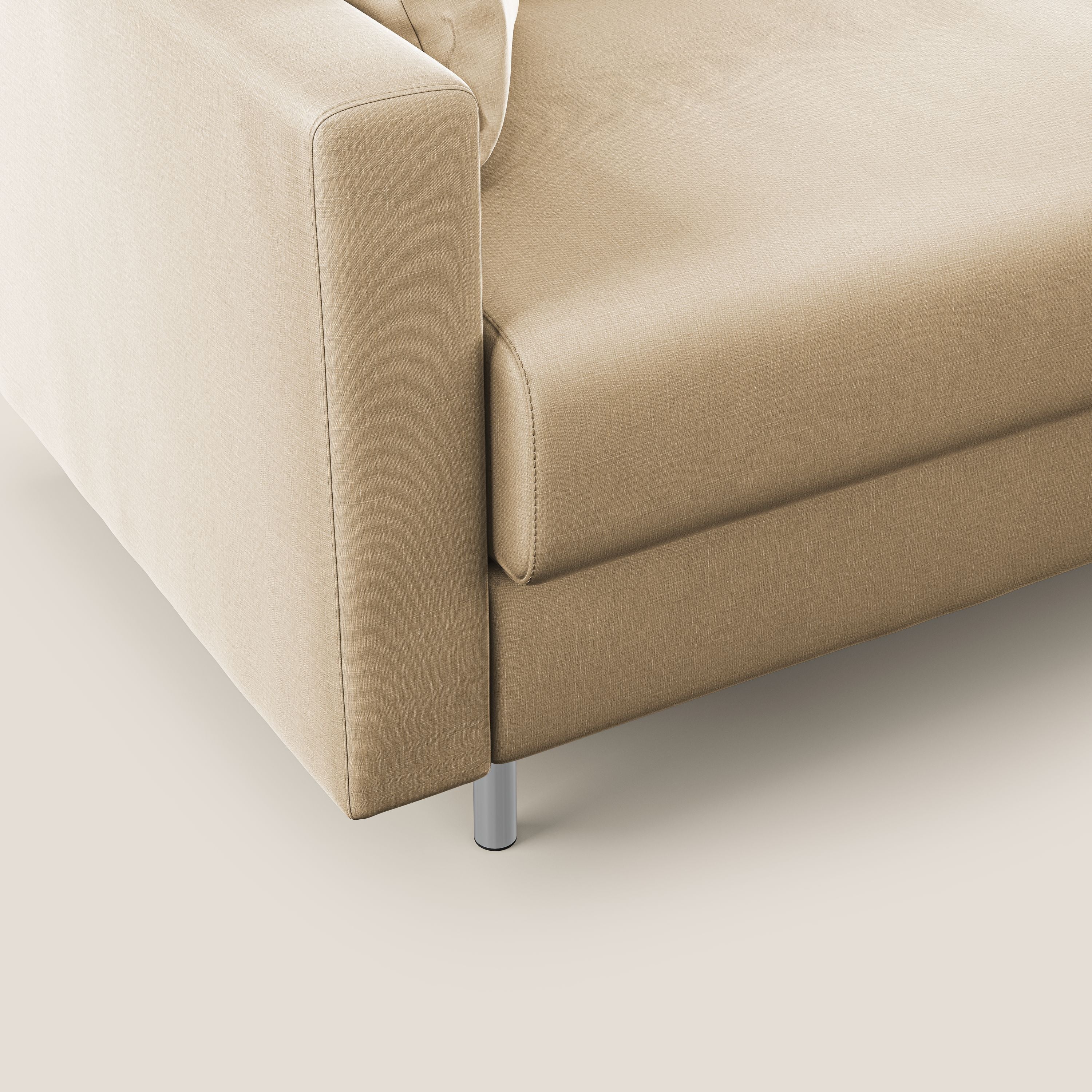 Andromeda divano letto angolare in velluto morbido impermeabile T01 beige - divani.store