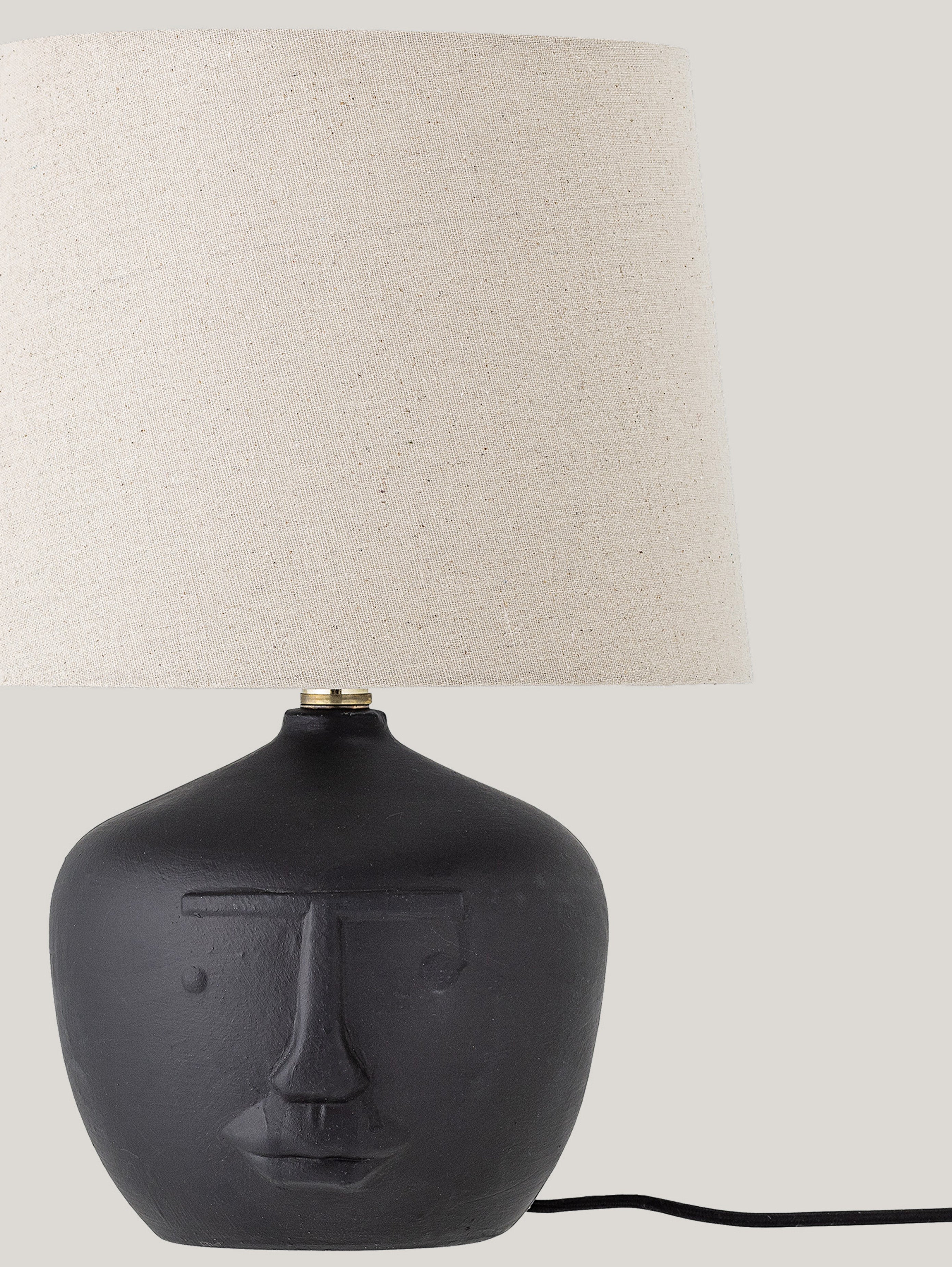Matheo lampada da tavolo con base in terracotta nera e paralume in lino - divani.store