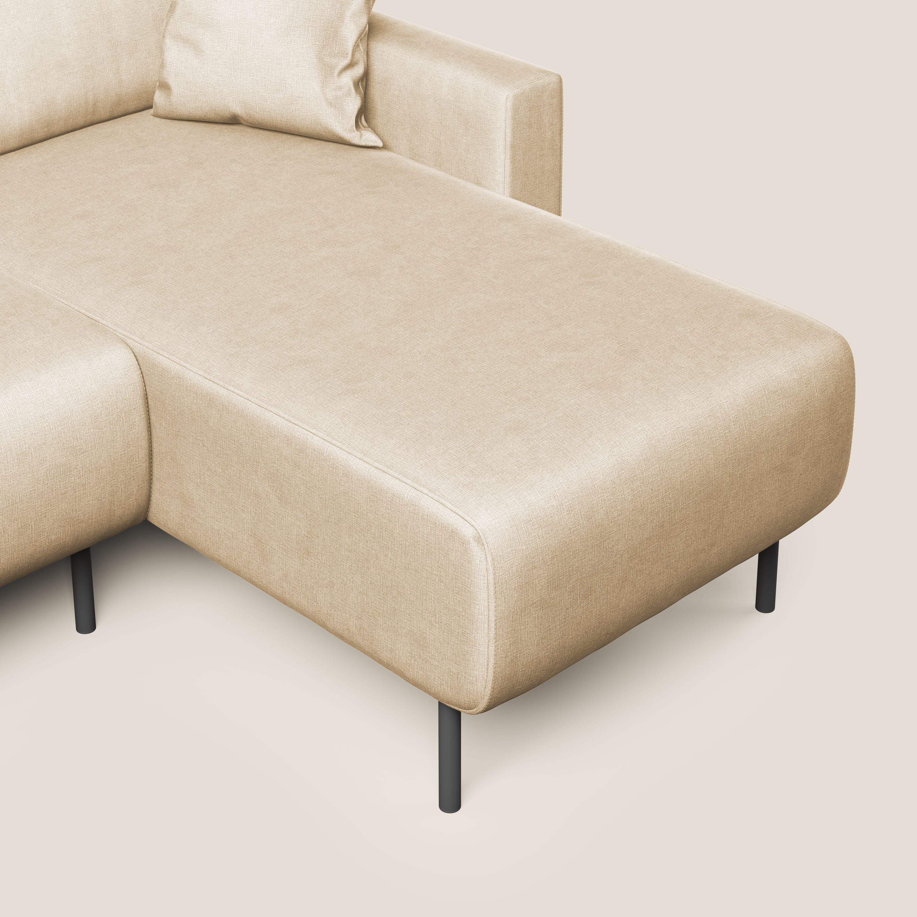 Arthur divano moderno angolare in velluto morbido impermeabile T01 beige - divani.store