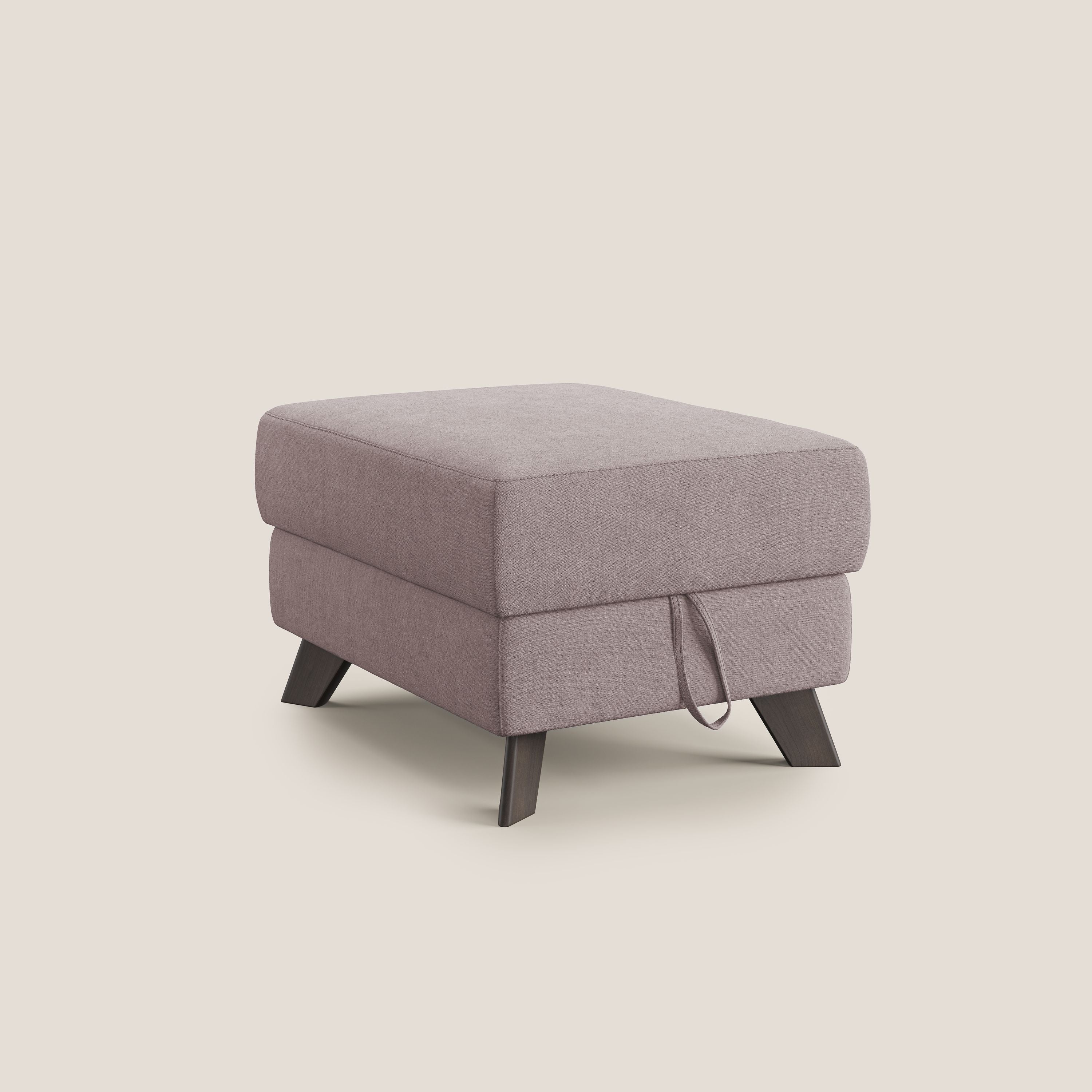 Moon Pouf contenitore e piedini alti in tessuto morbido impermeabile T02 rosa - divani.store