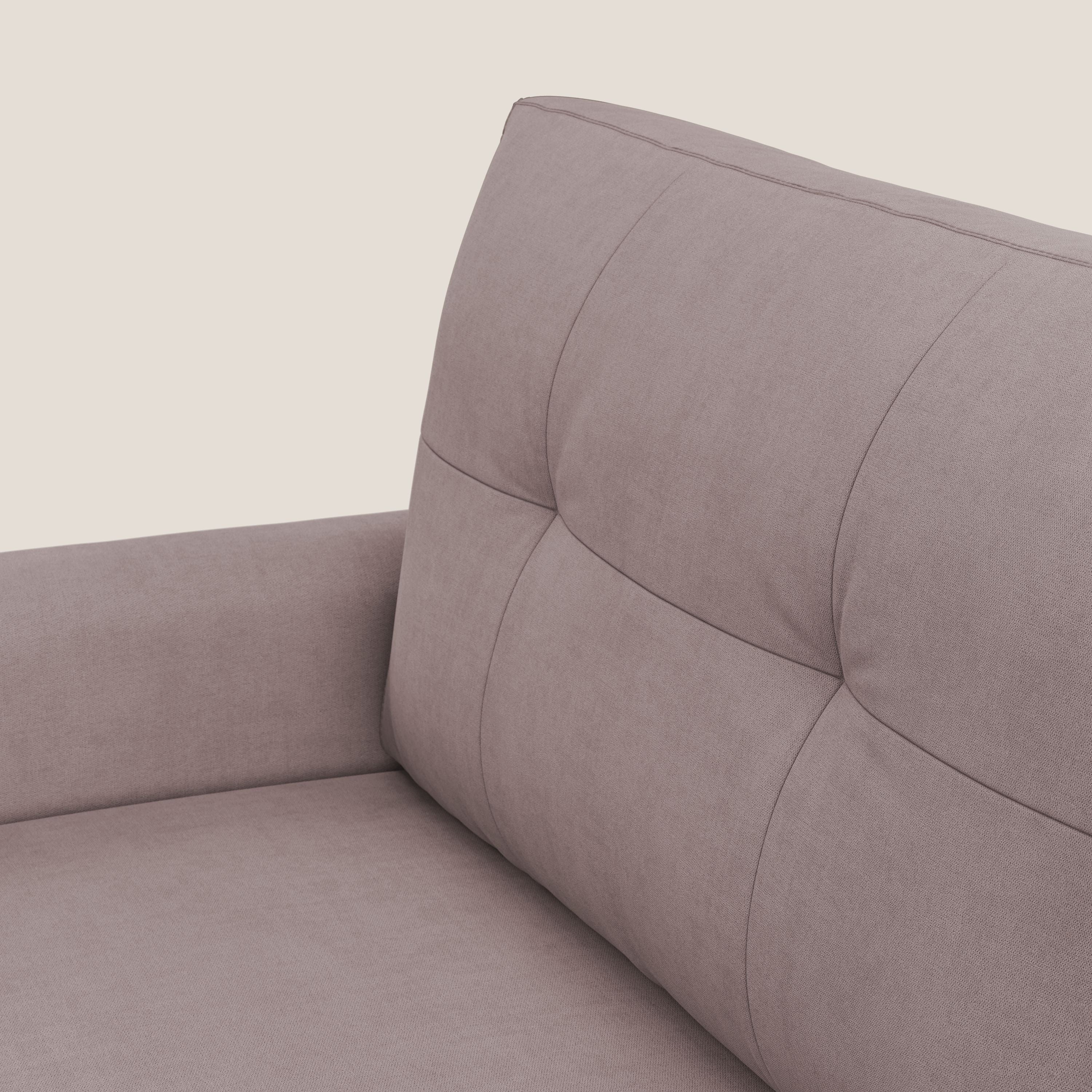 Callisto Divano letto angolare con penisola in tessuto morbido impermeabile T02 rosa - divani.store