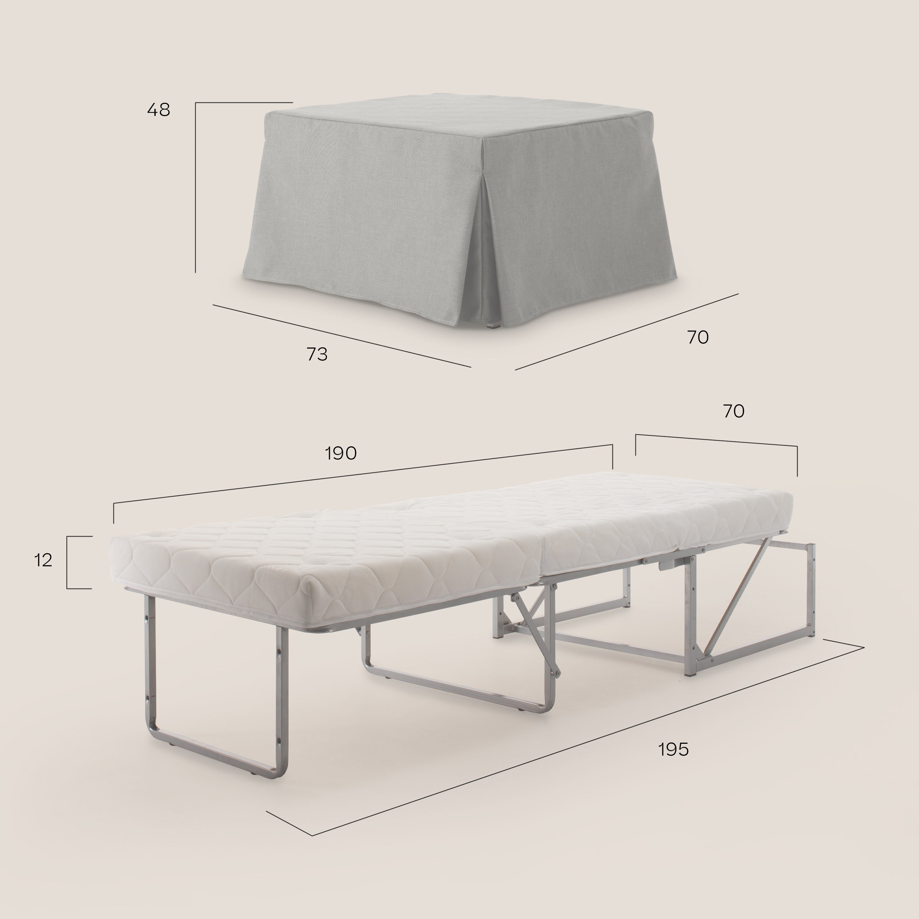 TIP-TOP Pouf LETTO in TESSUTO impermeabile T13 blu - divani.store