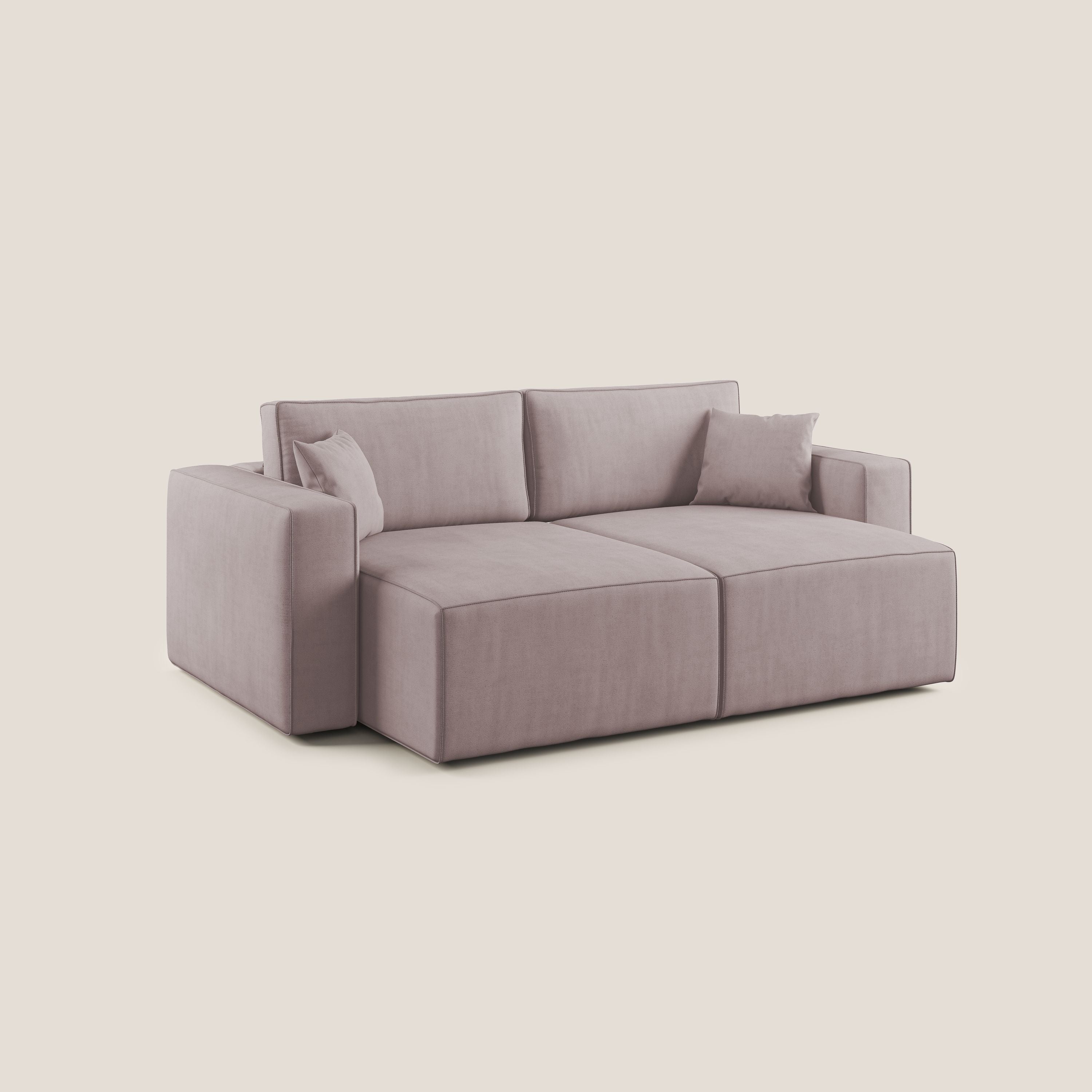 Morfeo divano con sedute estraibili in morbido tessuto impermeabile T02 rosa - divani.store