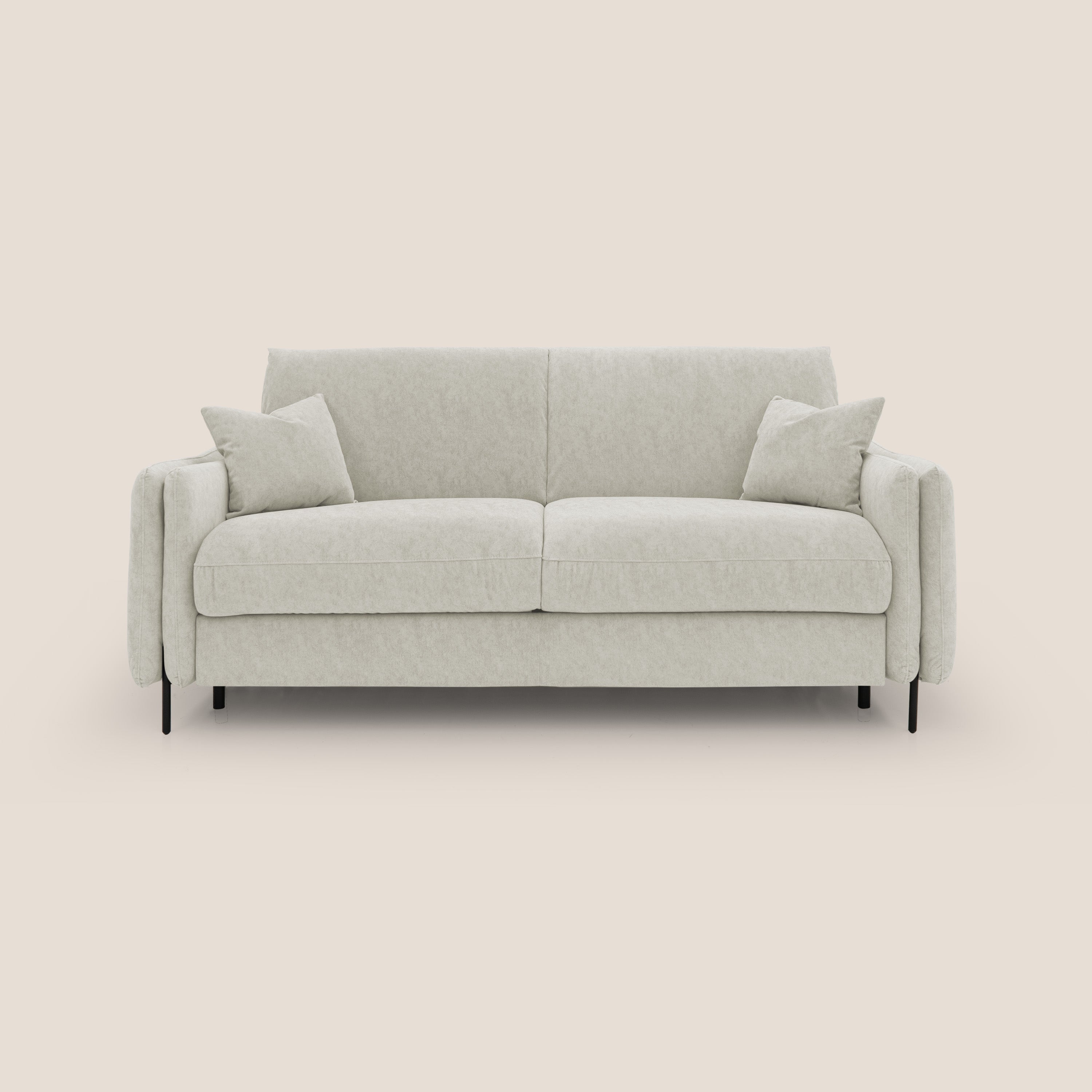 Gregory Divano letto con materasso h18 cm in microfibra effetto velluto impermeabile T09 panna - divani.store