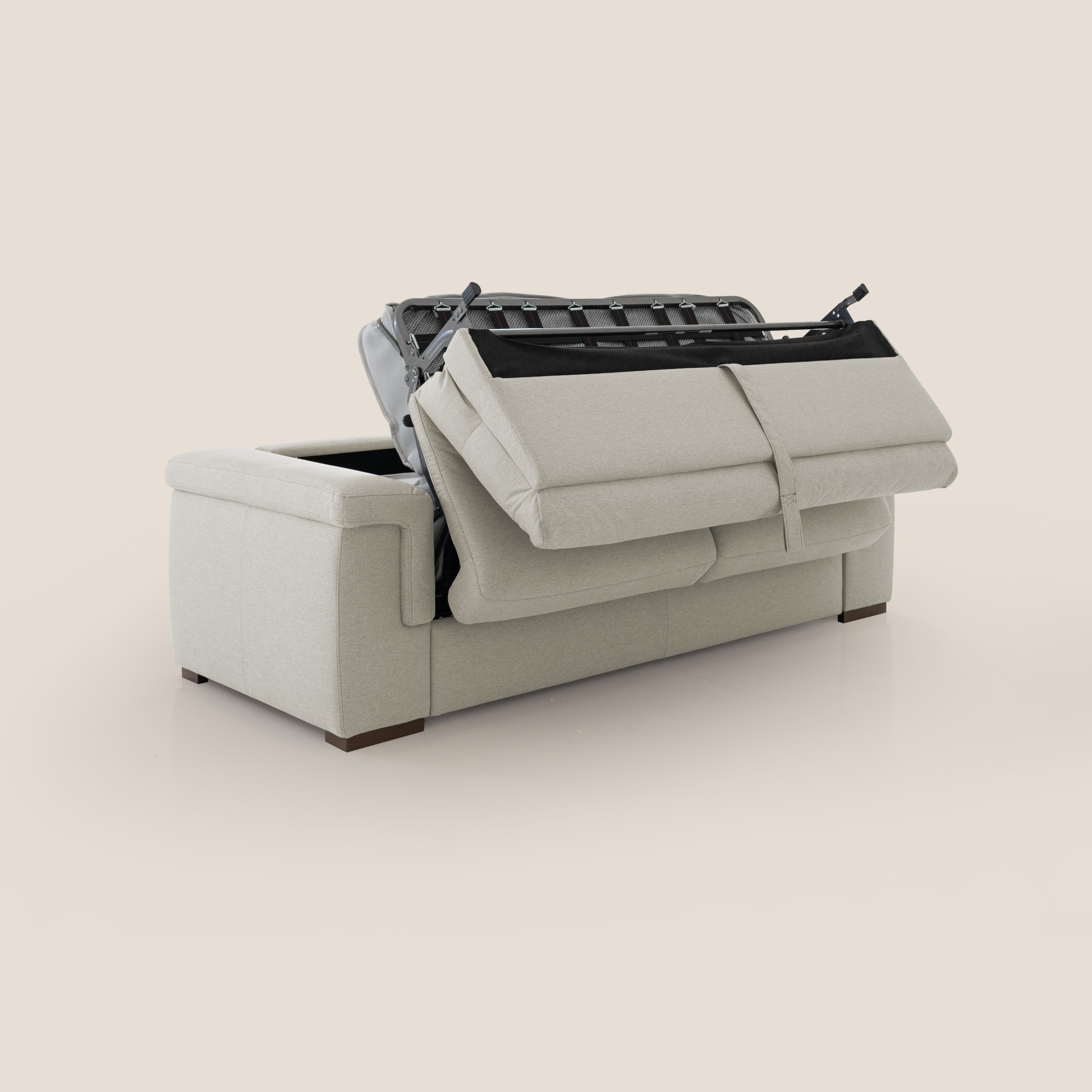 Magnolia divano letto con materasso alto 18 cm morbido schienale alto in tessuto smacchiabile T05 panna - divani.store